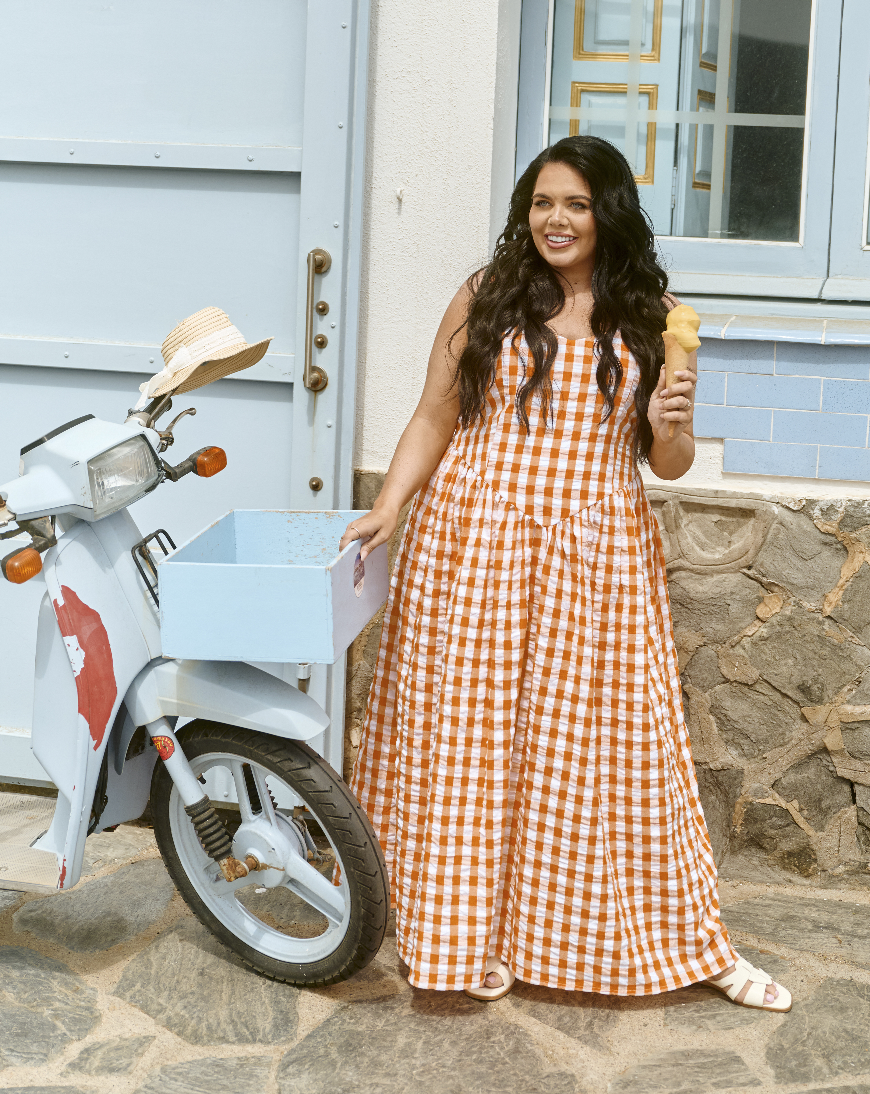 Gingham Waist Detail Midi Dress