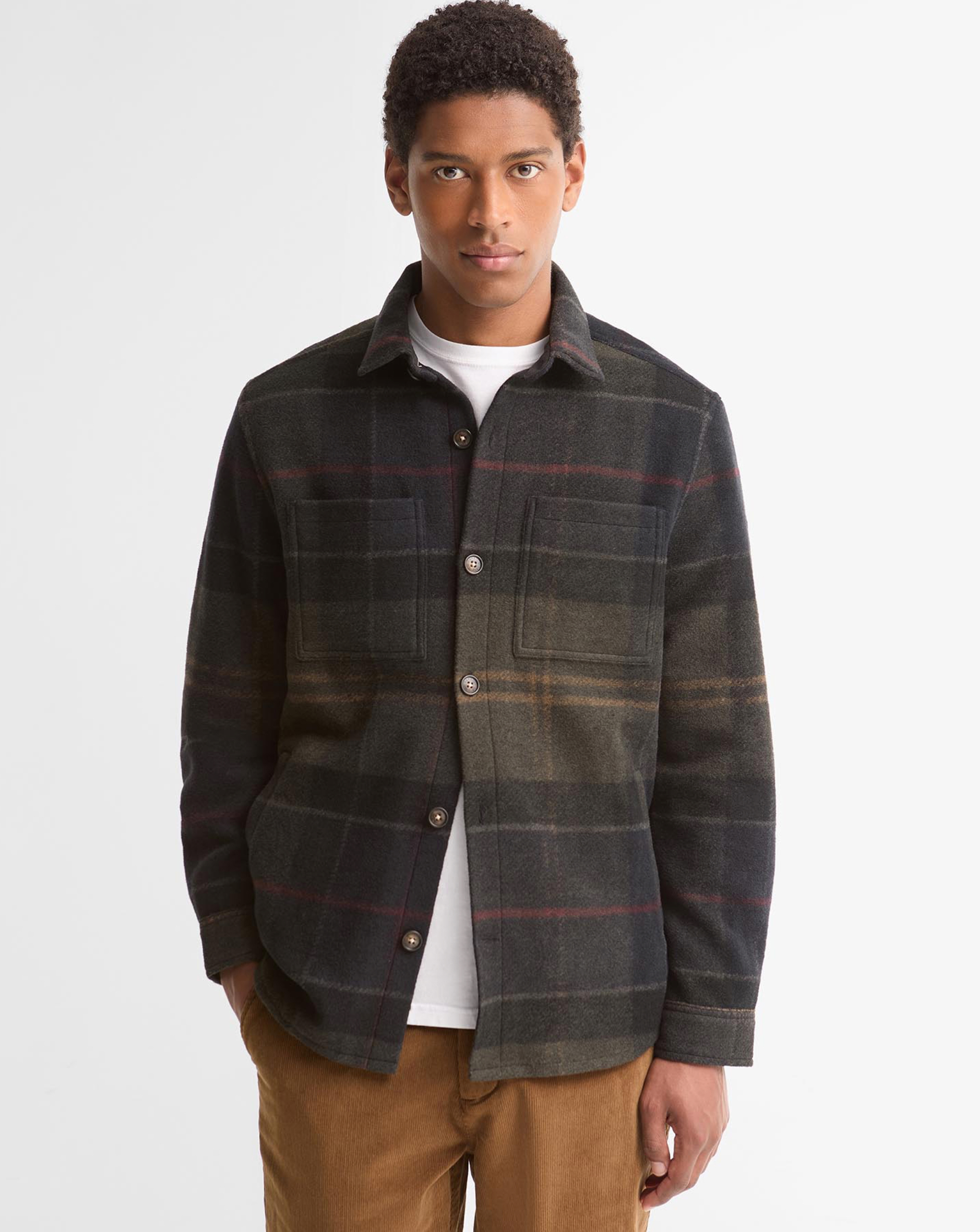 Barbour , Light Jackets, Male, Green, L, Woodlane Brushed Check Overshirt - Image 4