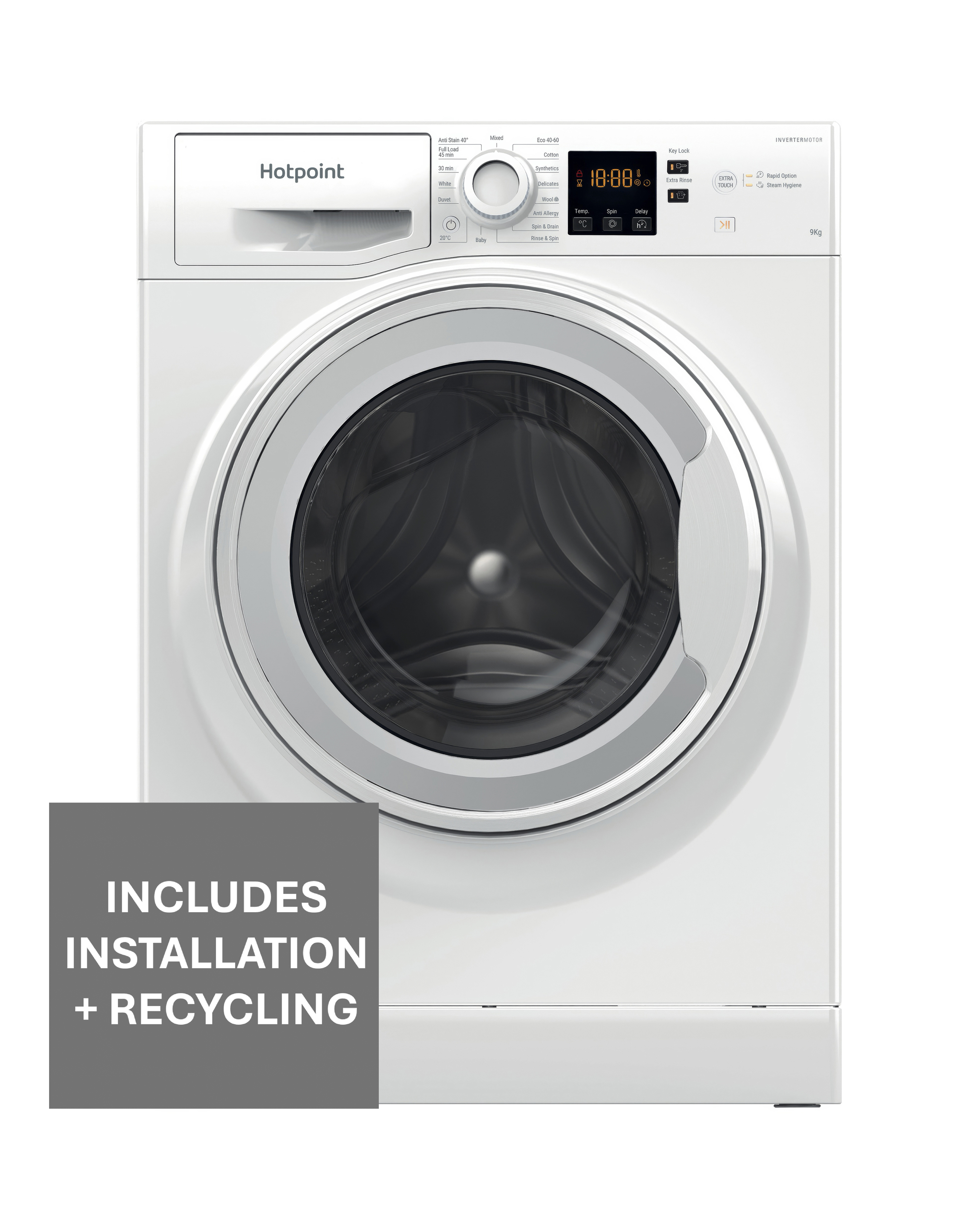 Hotpoint Anti-Stain NSWM 946 W UK 9kg 1400rpm Washing Machine White + Install
