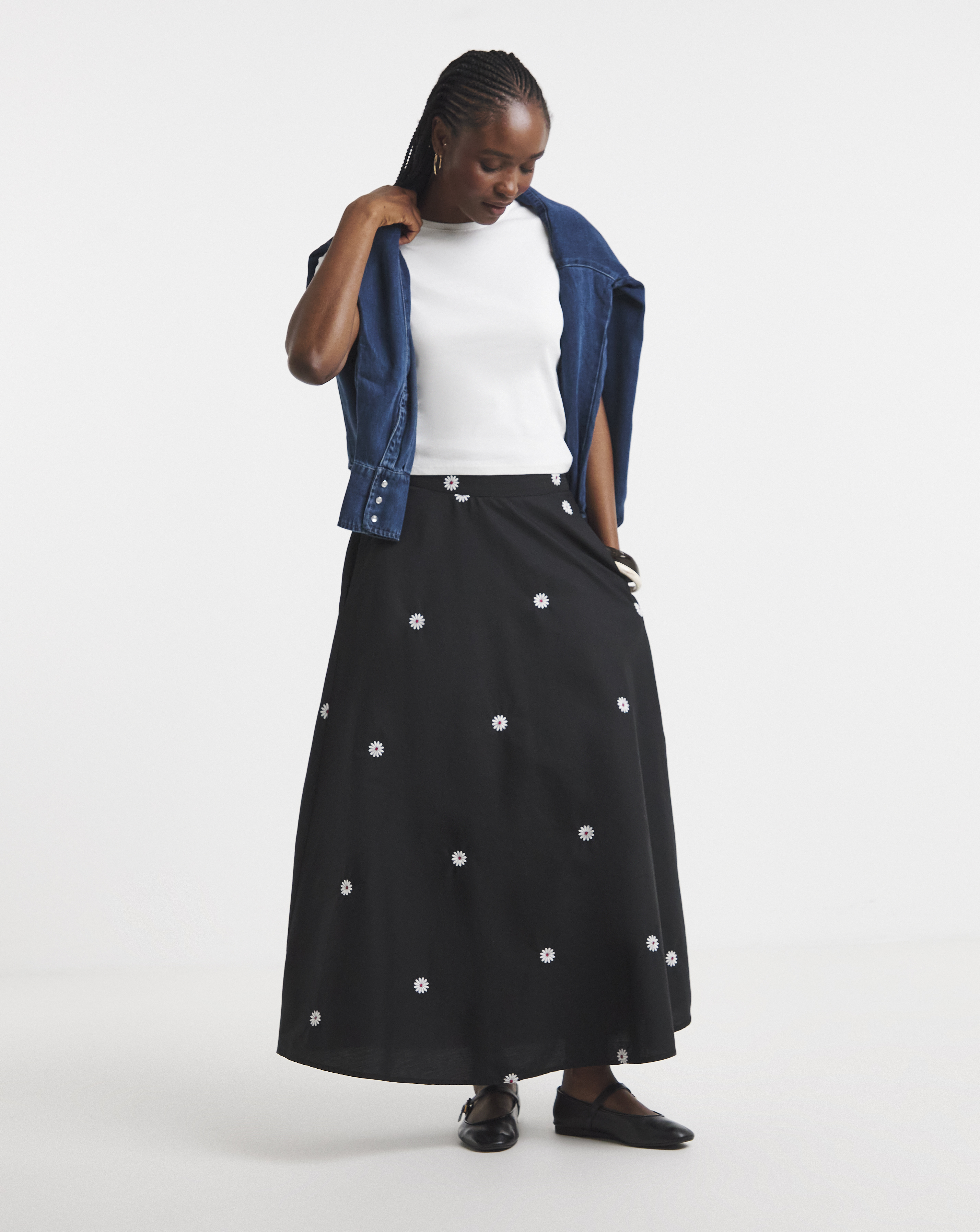 Simply Be Embroidered Midaxi Skirt