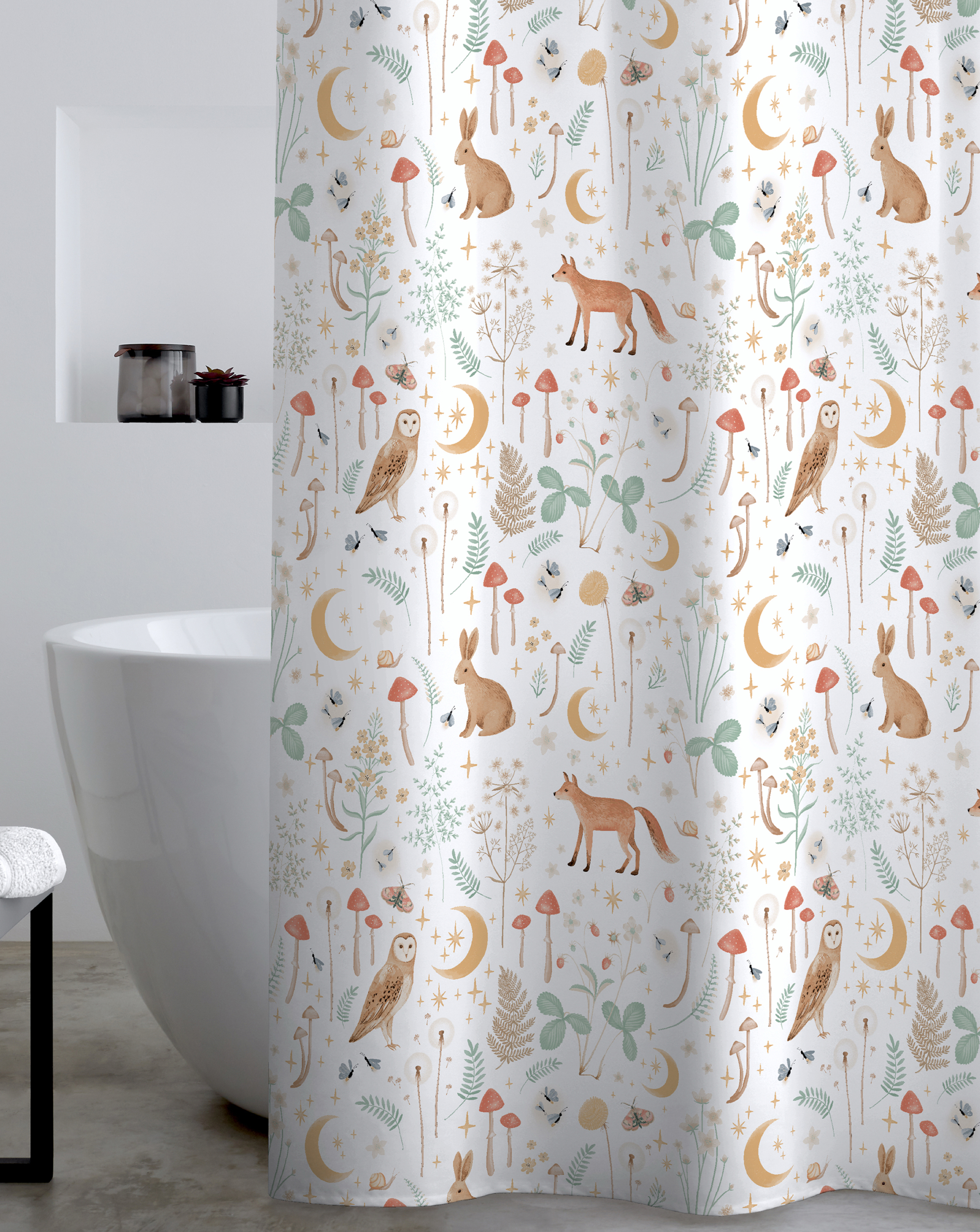 Rackhams White Enchanted Twilight Animals Shower Curtain - Image 10