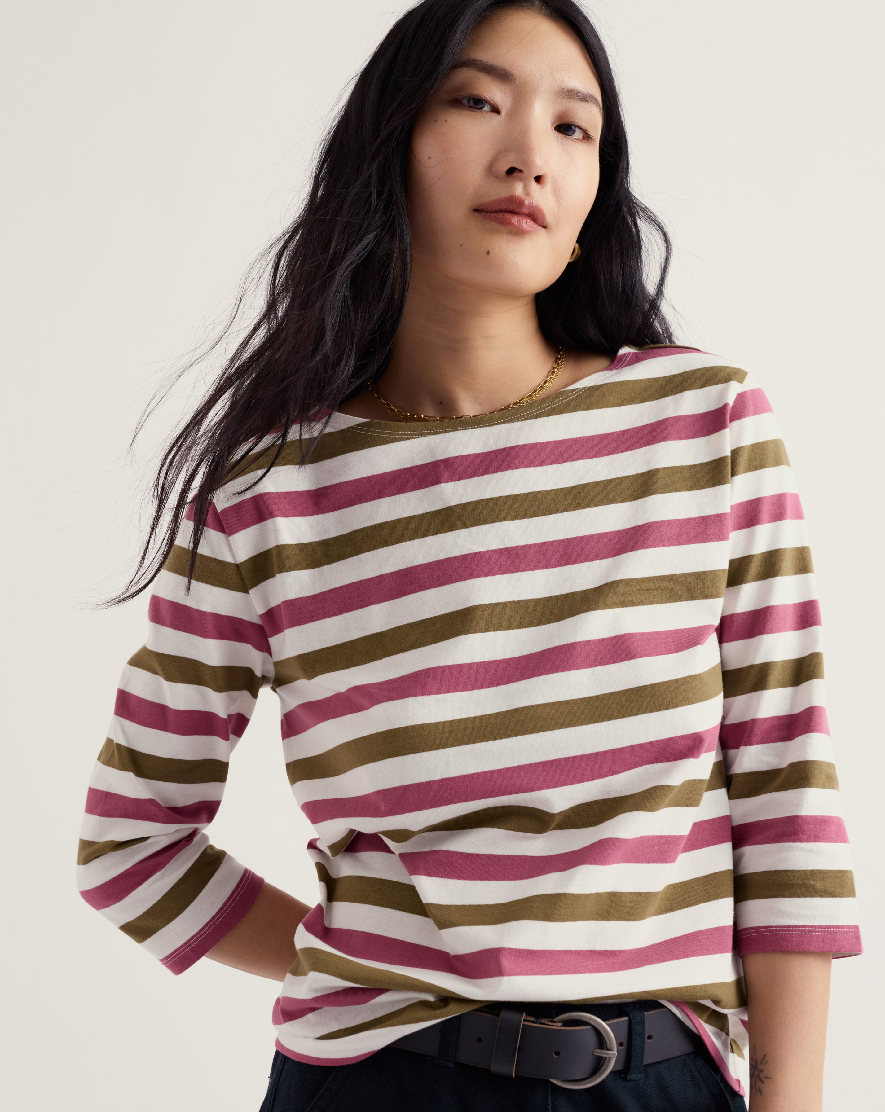 Seasalt Cornwall Women's Striped Sailor Top with 3/4 Sleeves, Multi, Size 14, Women - Image 2