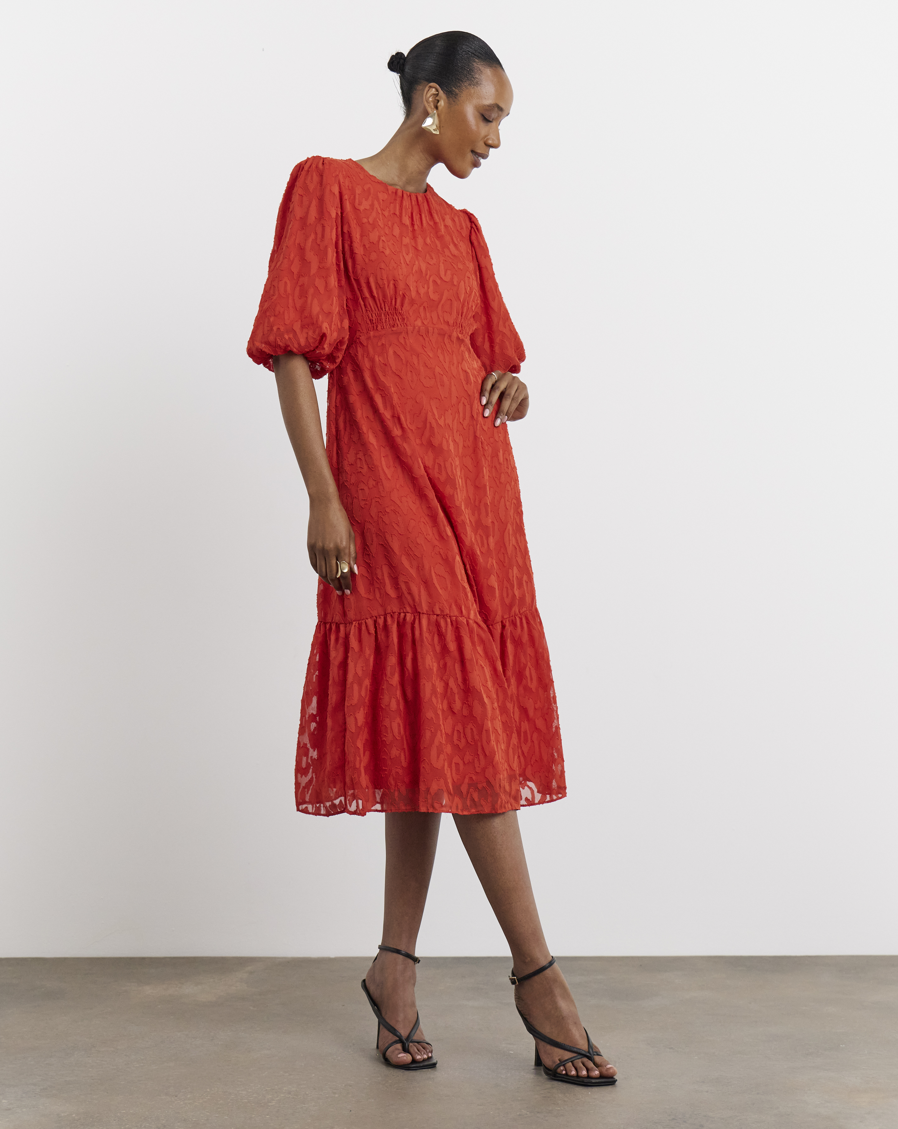 Joanna Hope Burnout Bubble Sleeve Dress