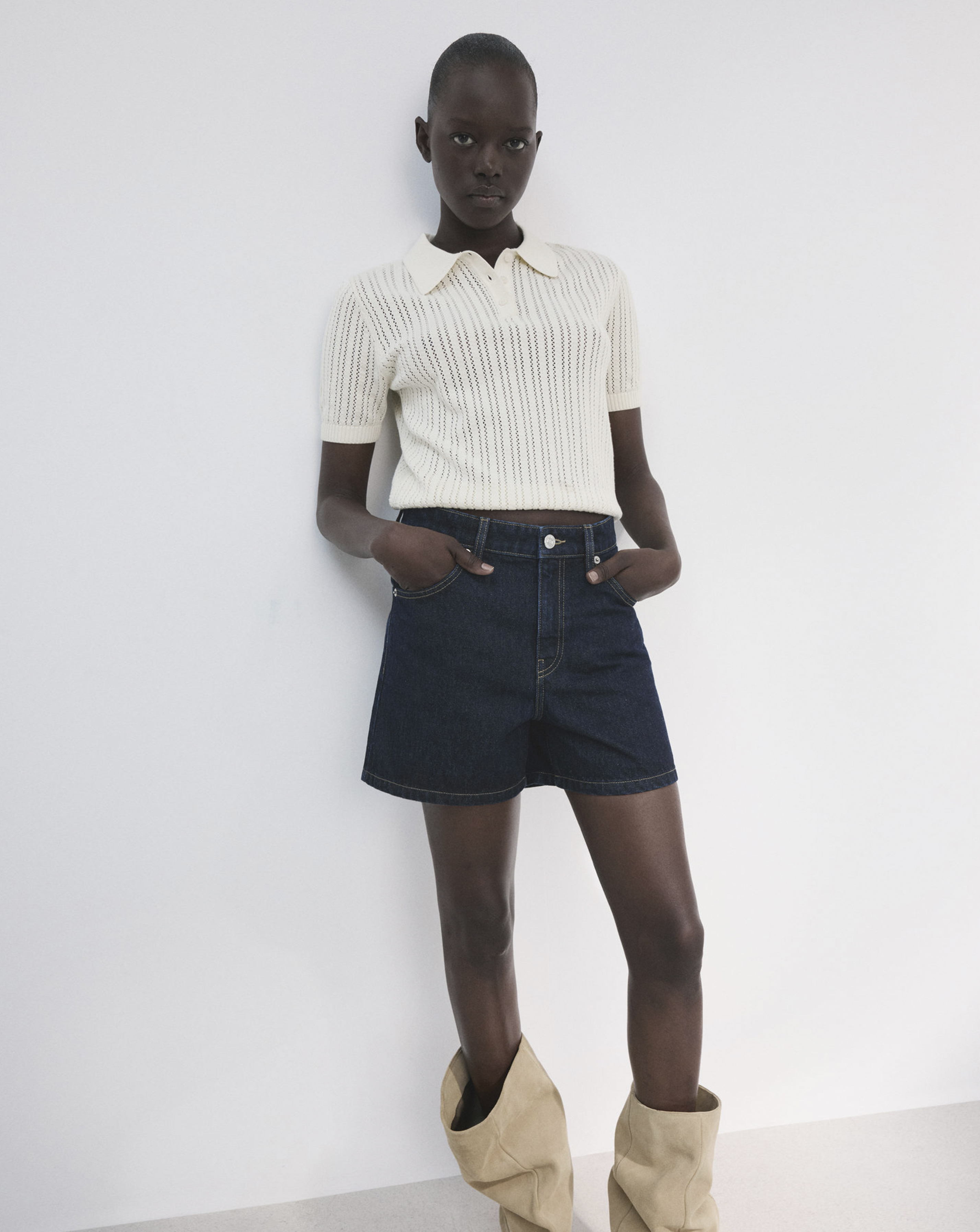 New In - Mango Straight Mid-Rise Denim Shorts