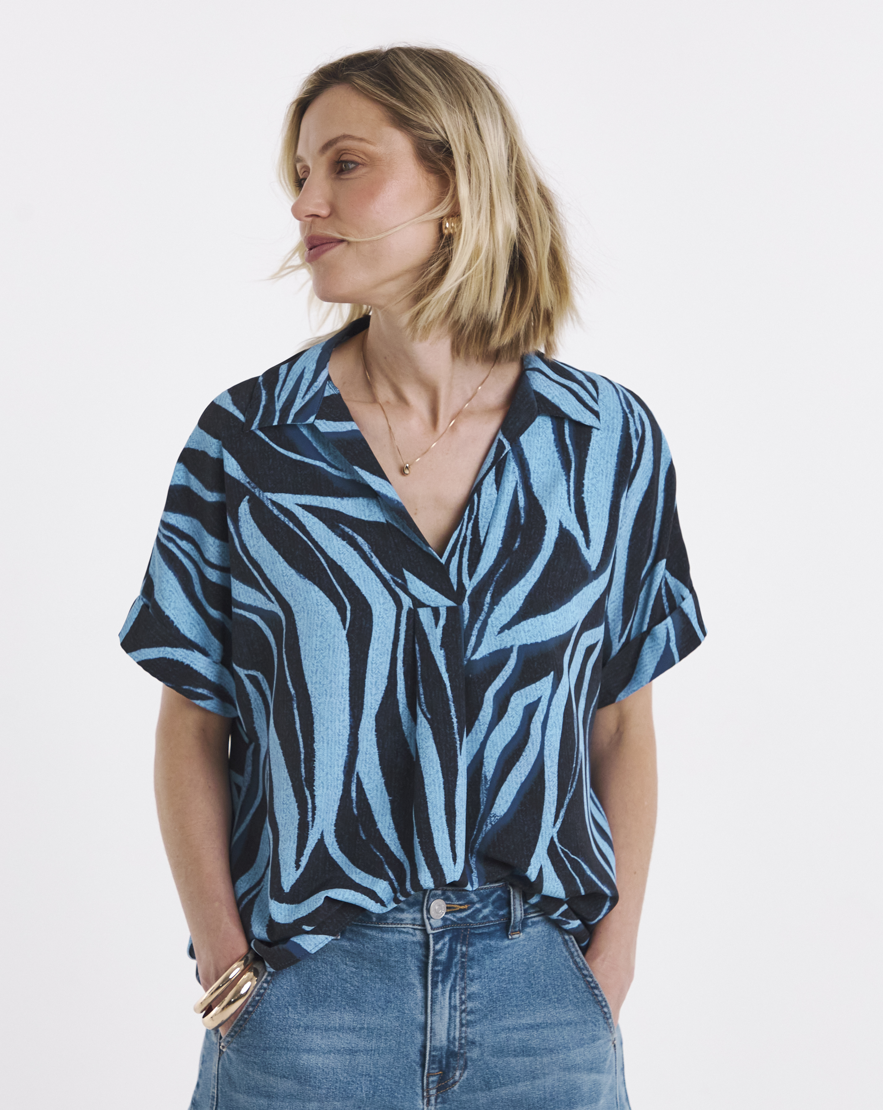 New In - Collar Detail Popover Blouse