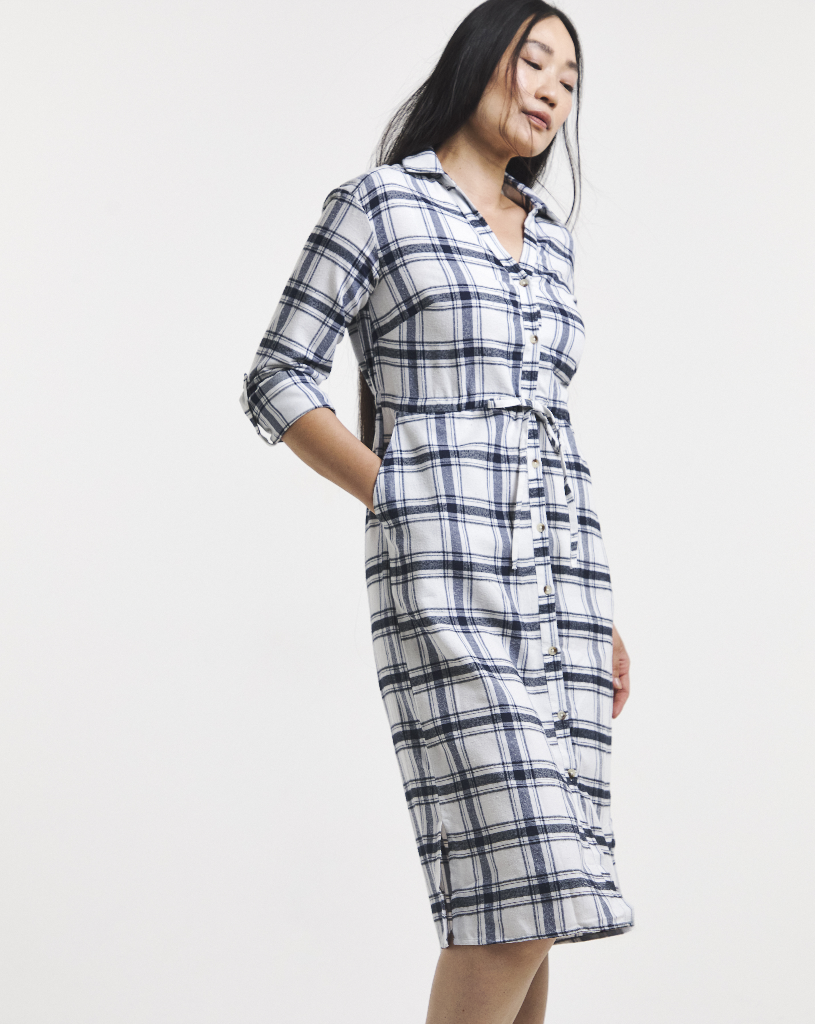 Brushed Check Utility Shirt Dress