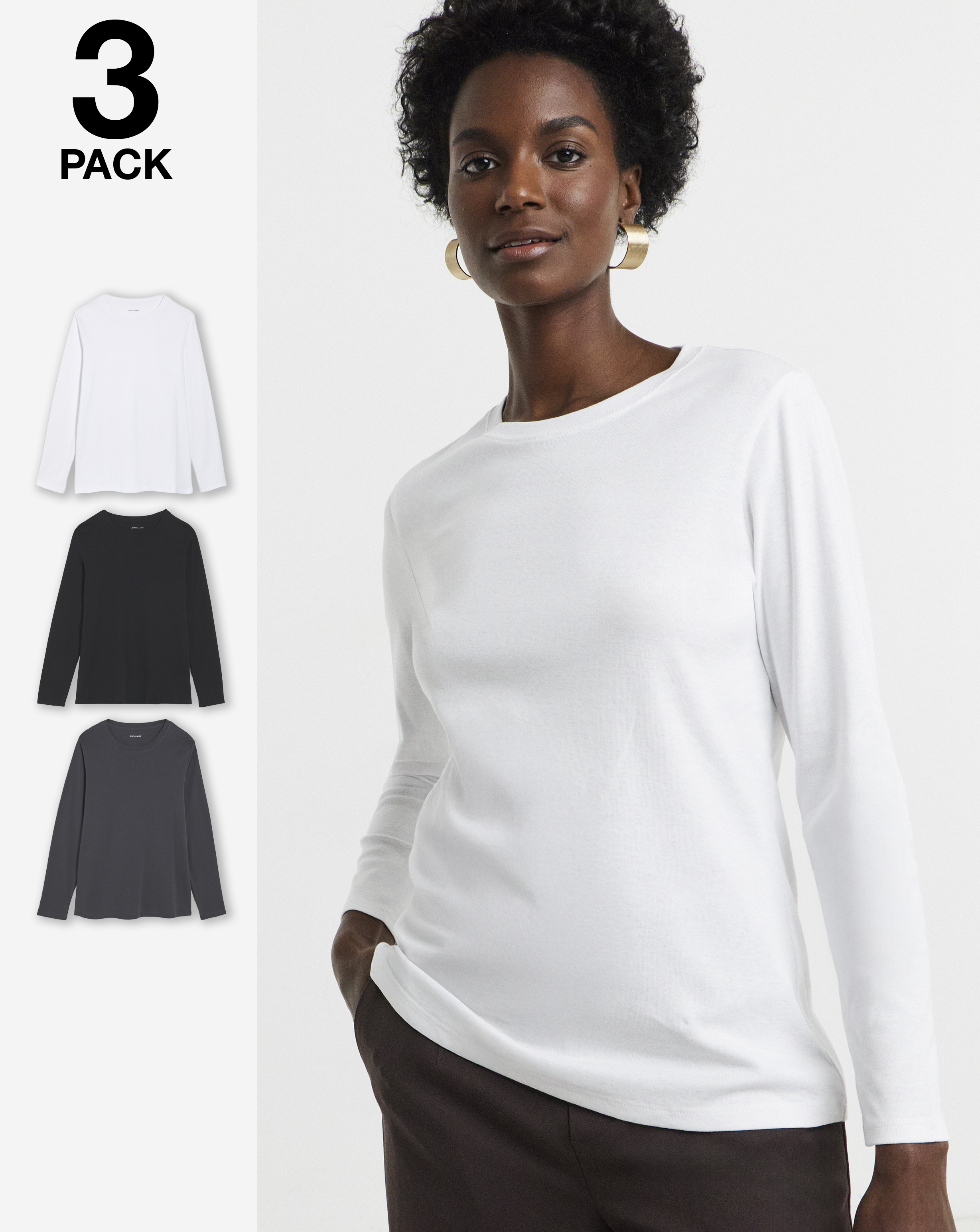 3 Pack LS Crew Neck