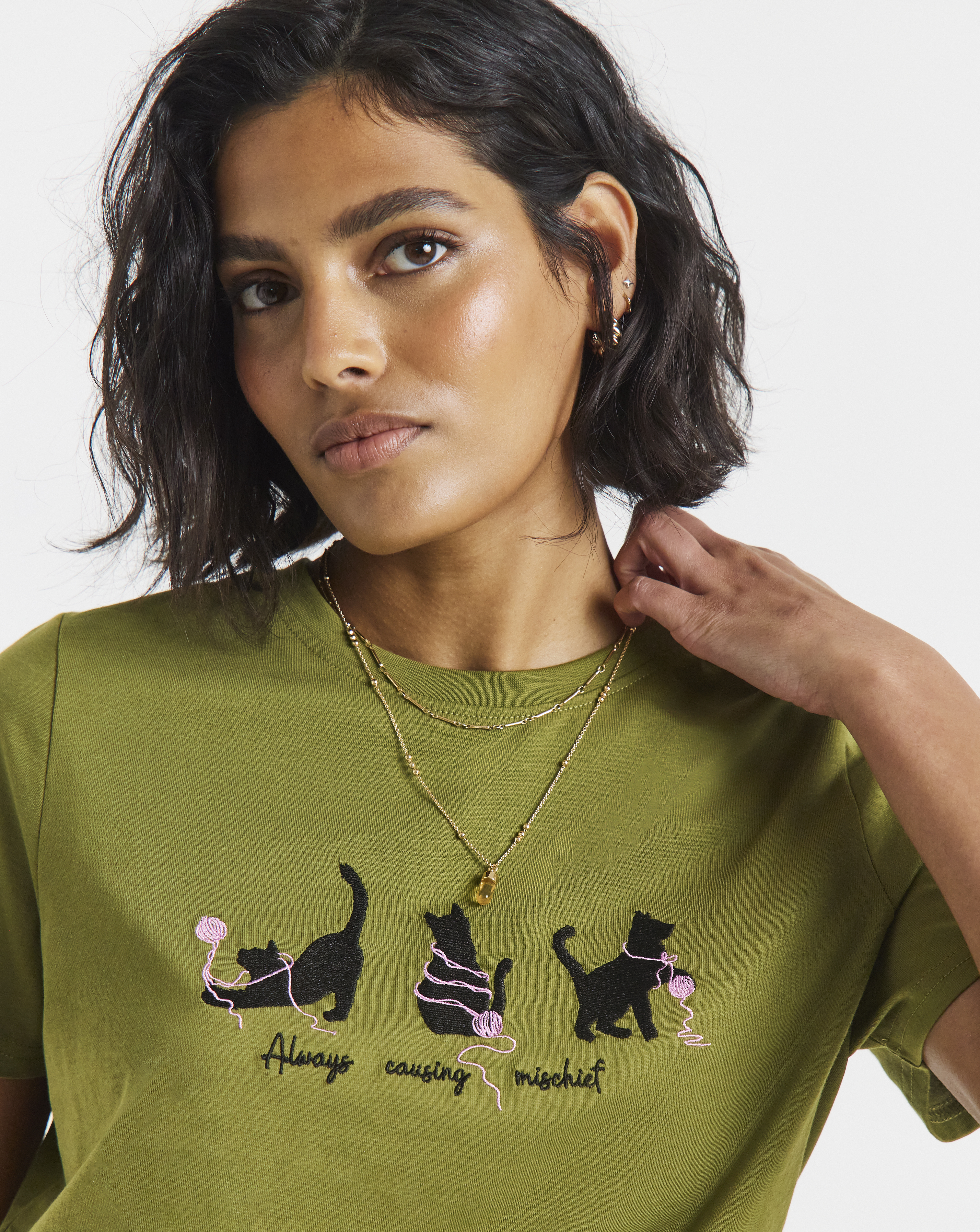 New In - Cats Placement Emb Tee