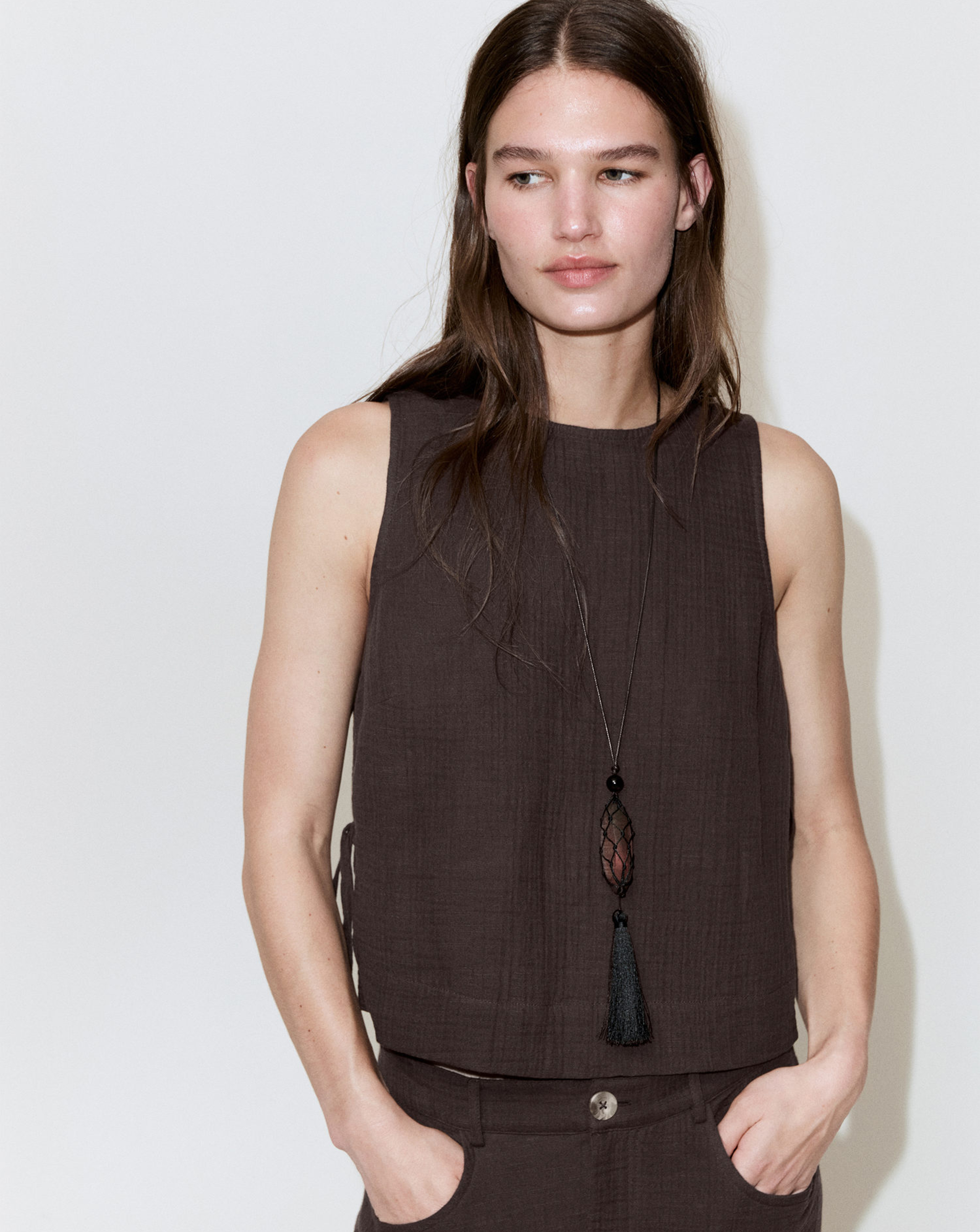 Mango Top Calella Dark Brown - Mango - SizeL