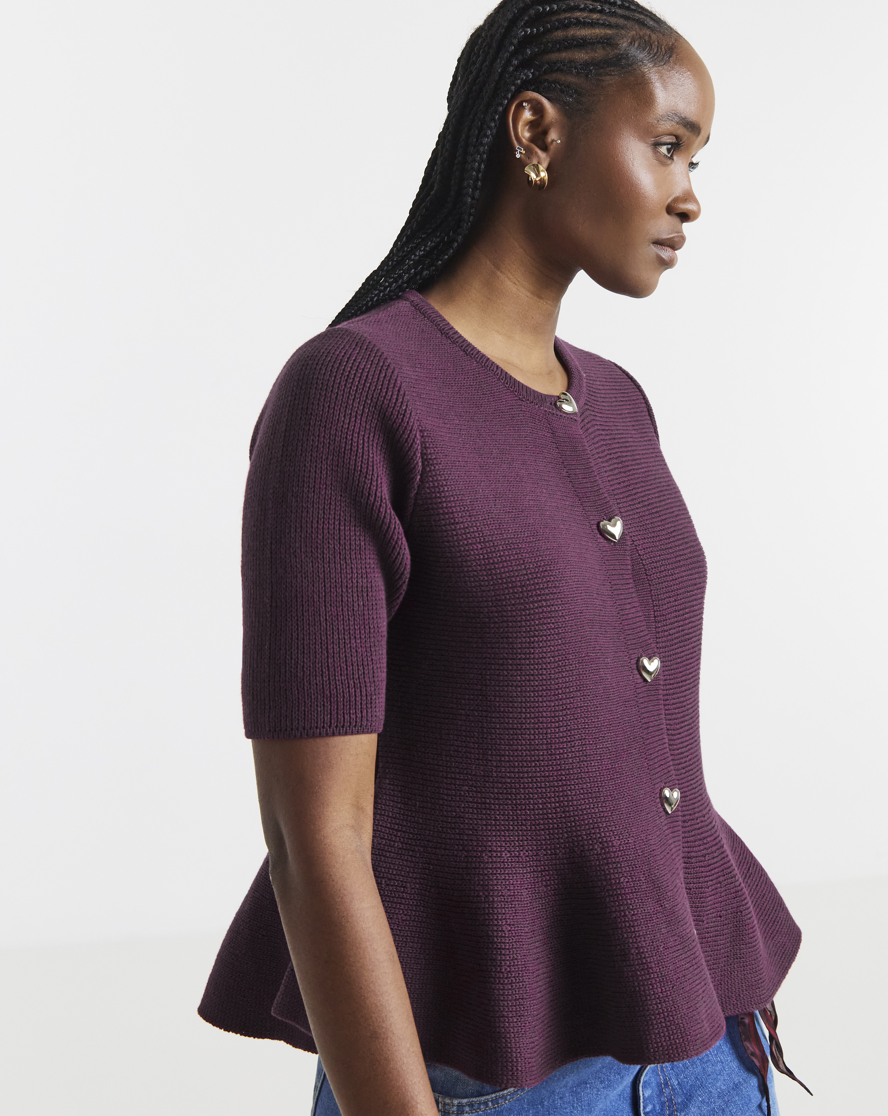 New In - Short Sleeve Peplum Cardigan