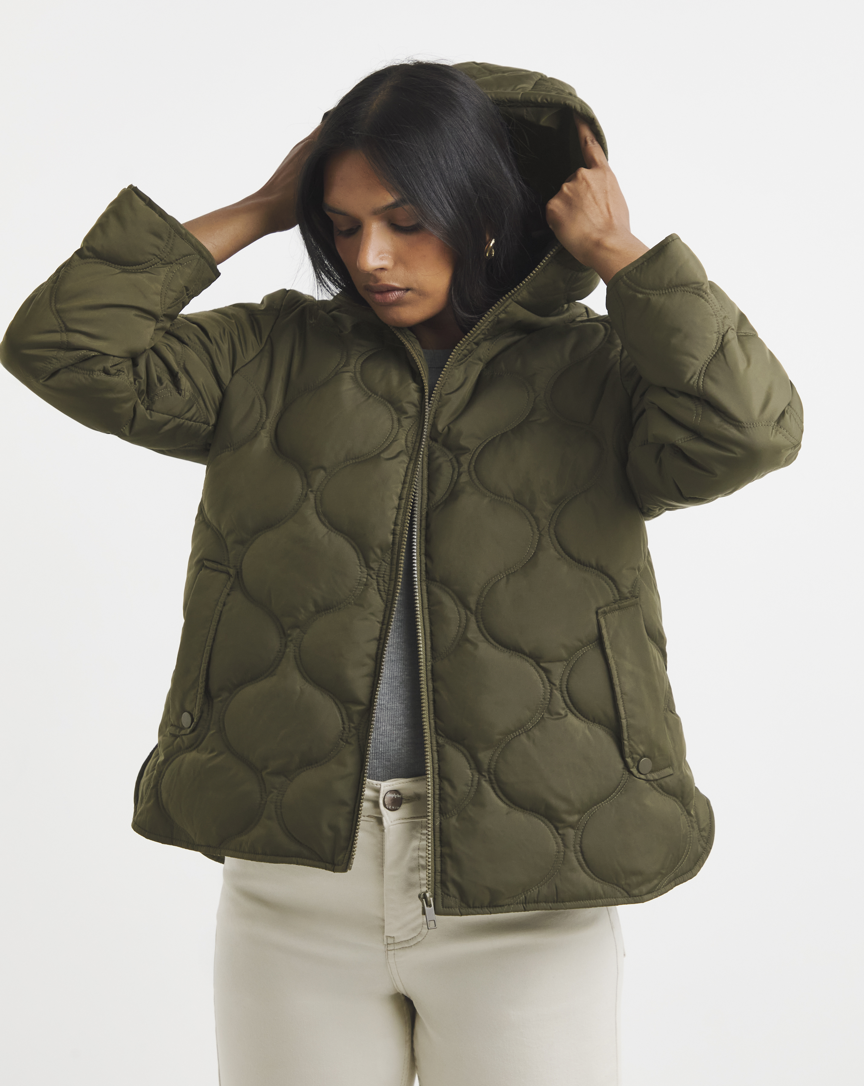 Khaki Short Quilted Jacket