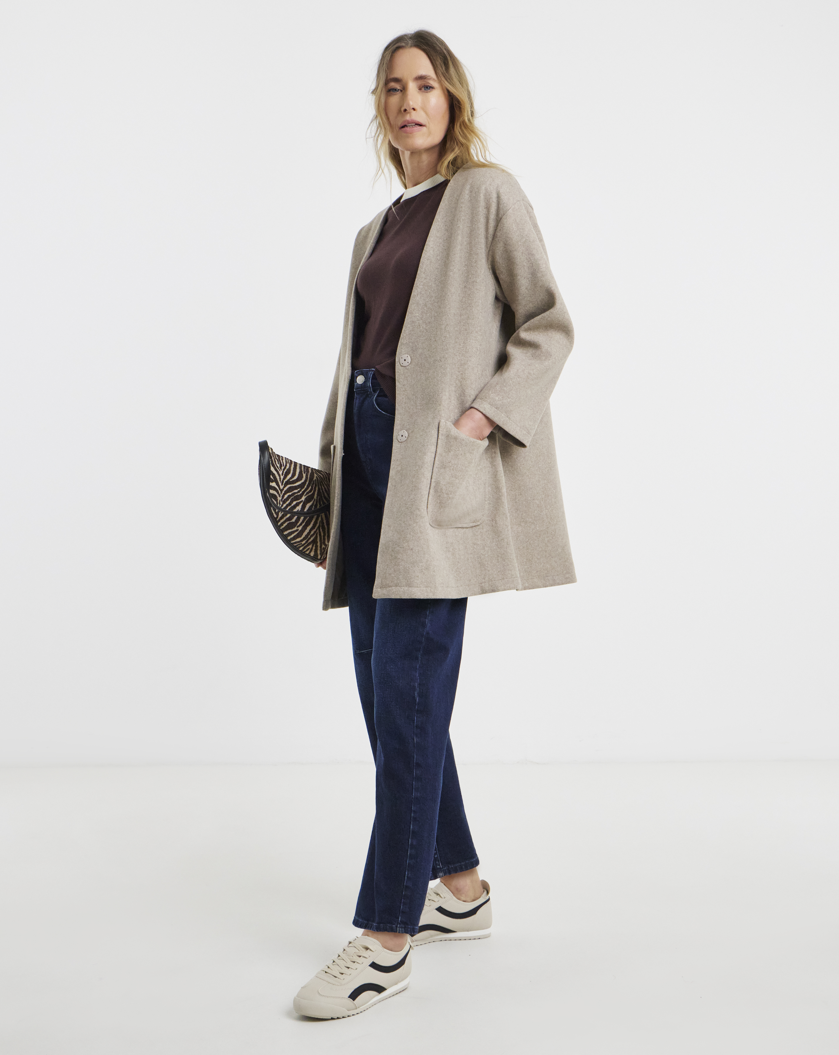 Mushroom Wool Like Collarless Coat