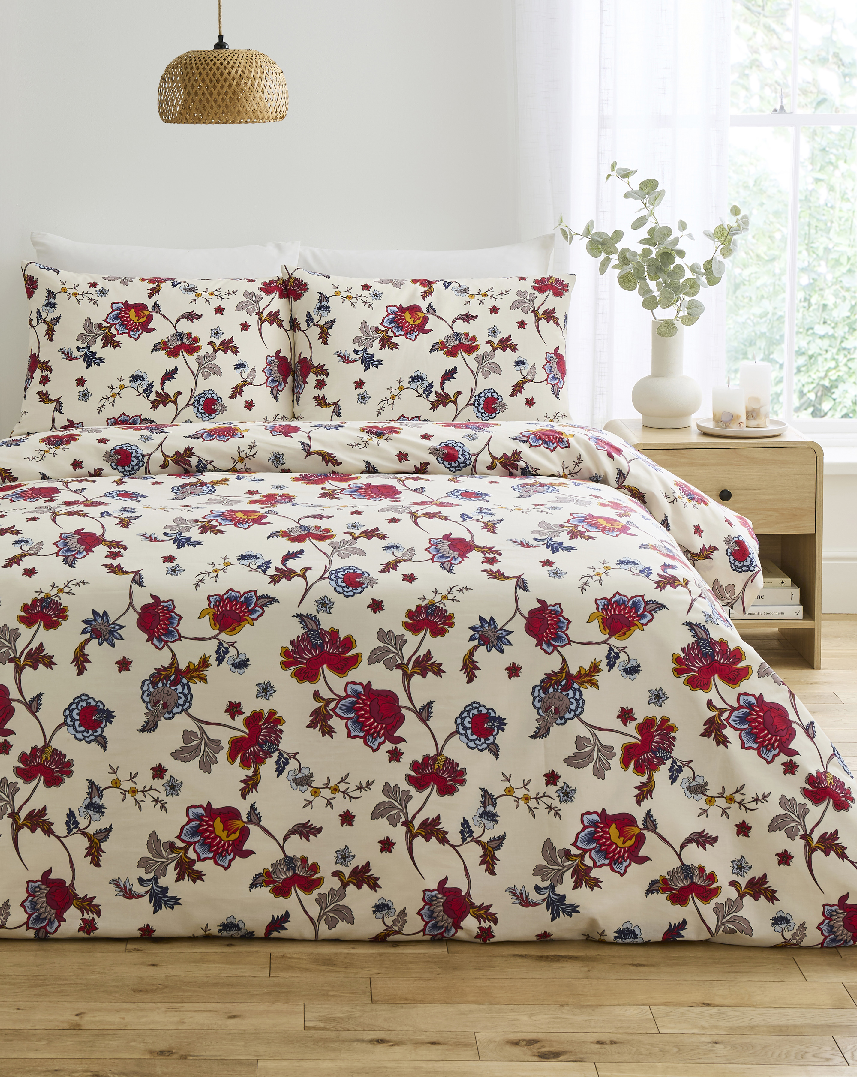 Folk Floral Cotton Blend Duvet Cover Set