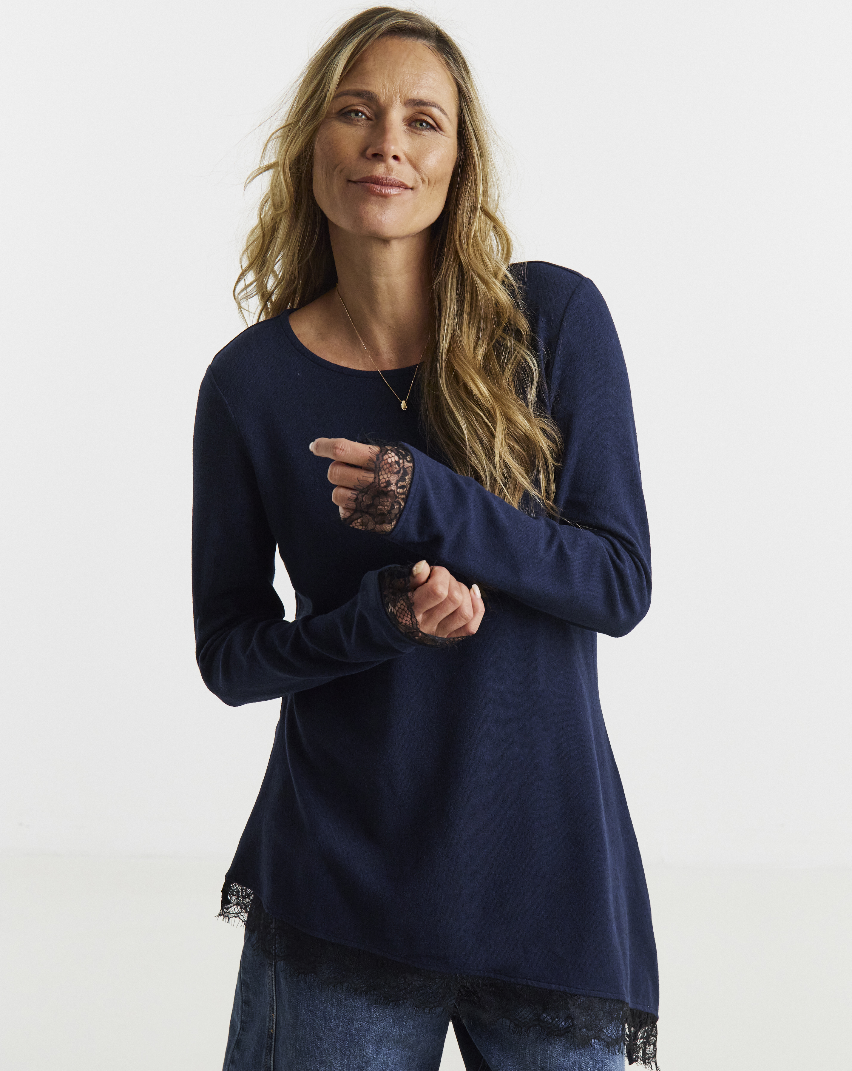 Soft Touch Crew Lace Asyhem Top