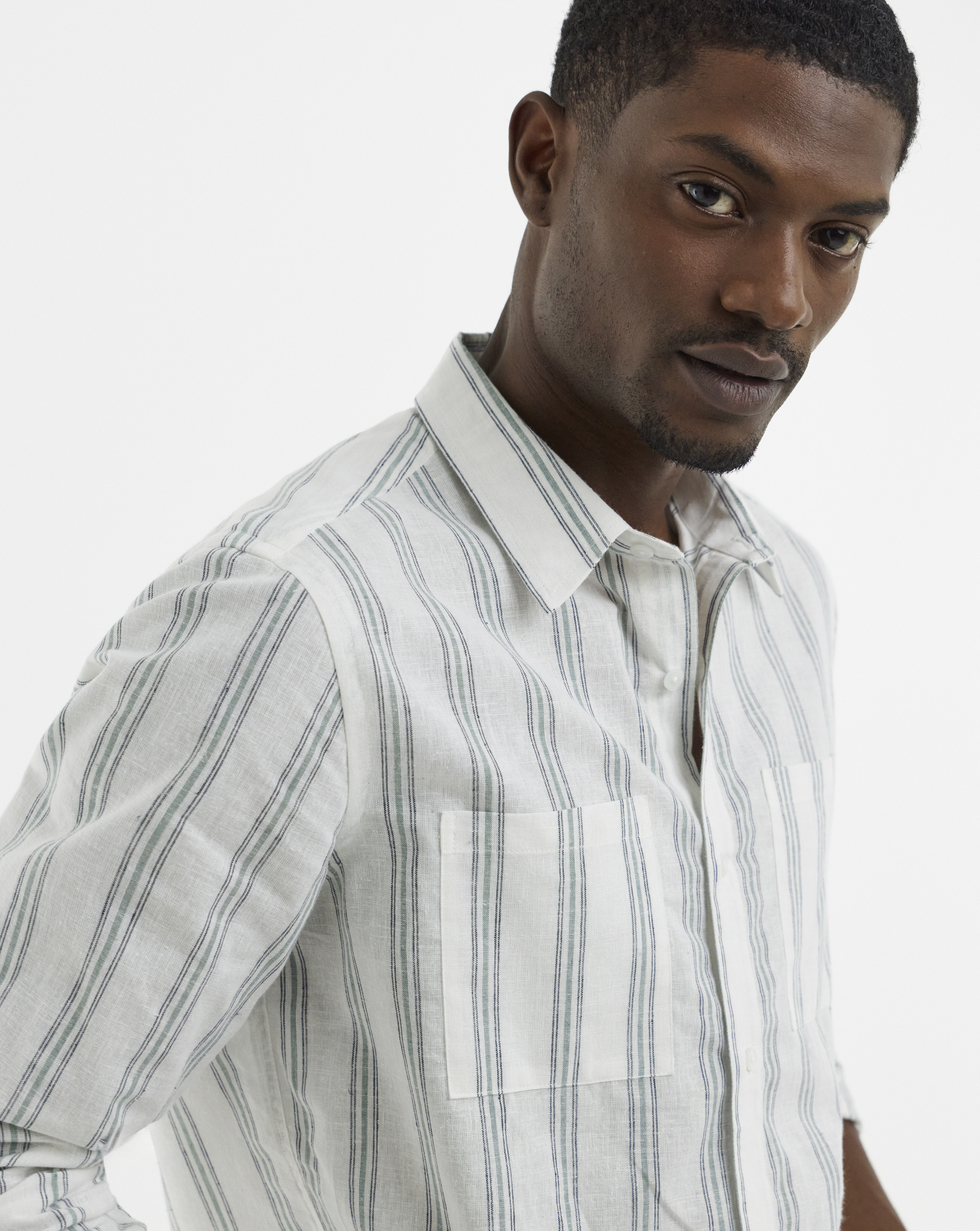 Long Sleeve Double Pocket Stripe Shirt
