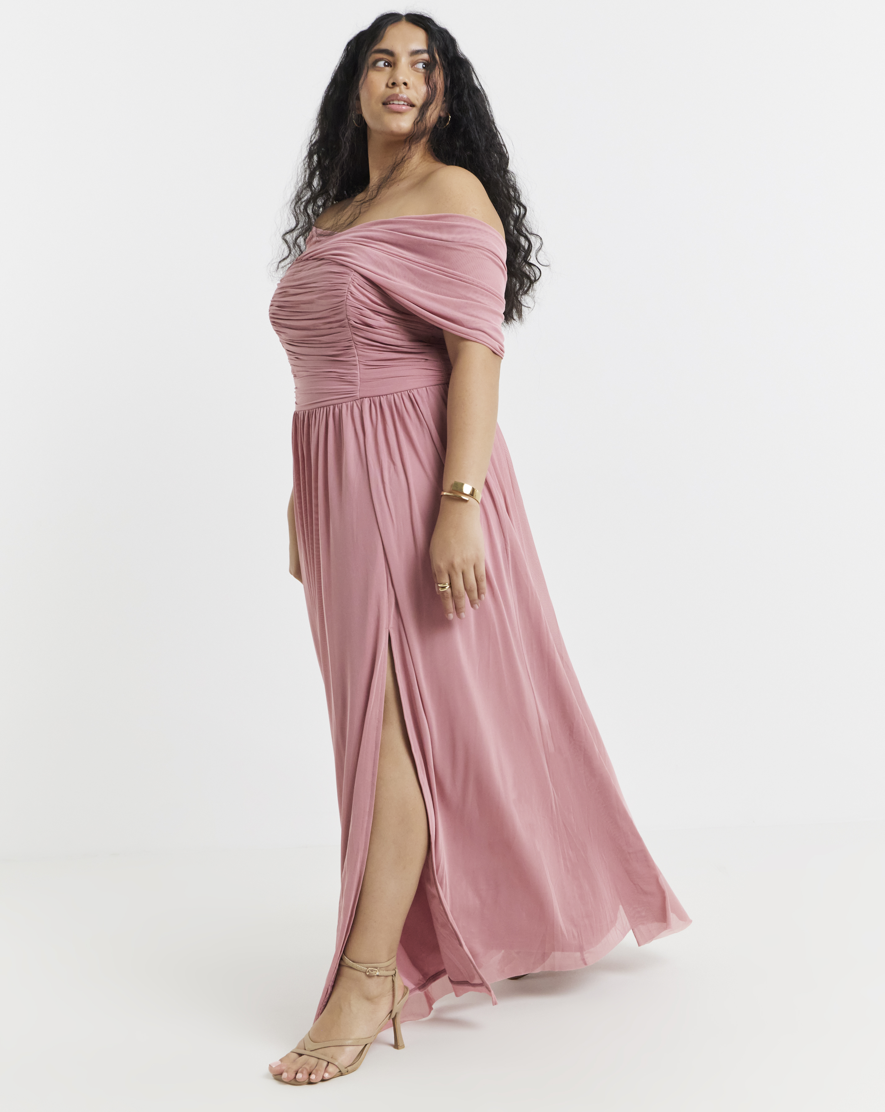Little Mistress Bardot Split Maxi Dress