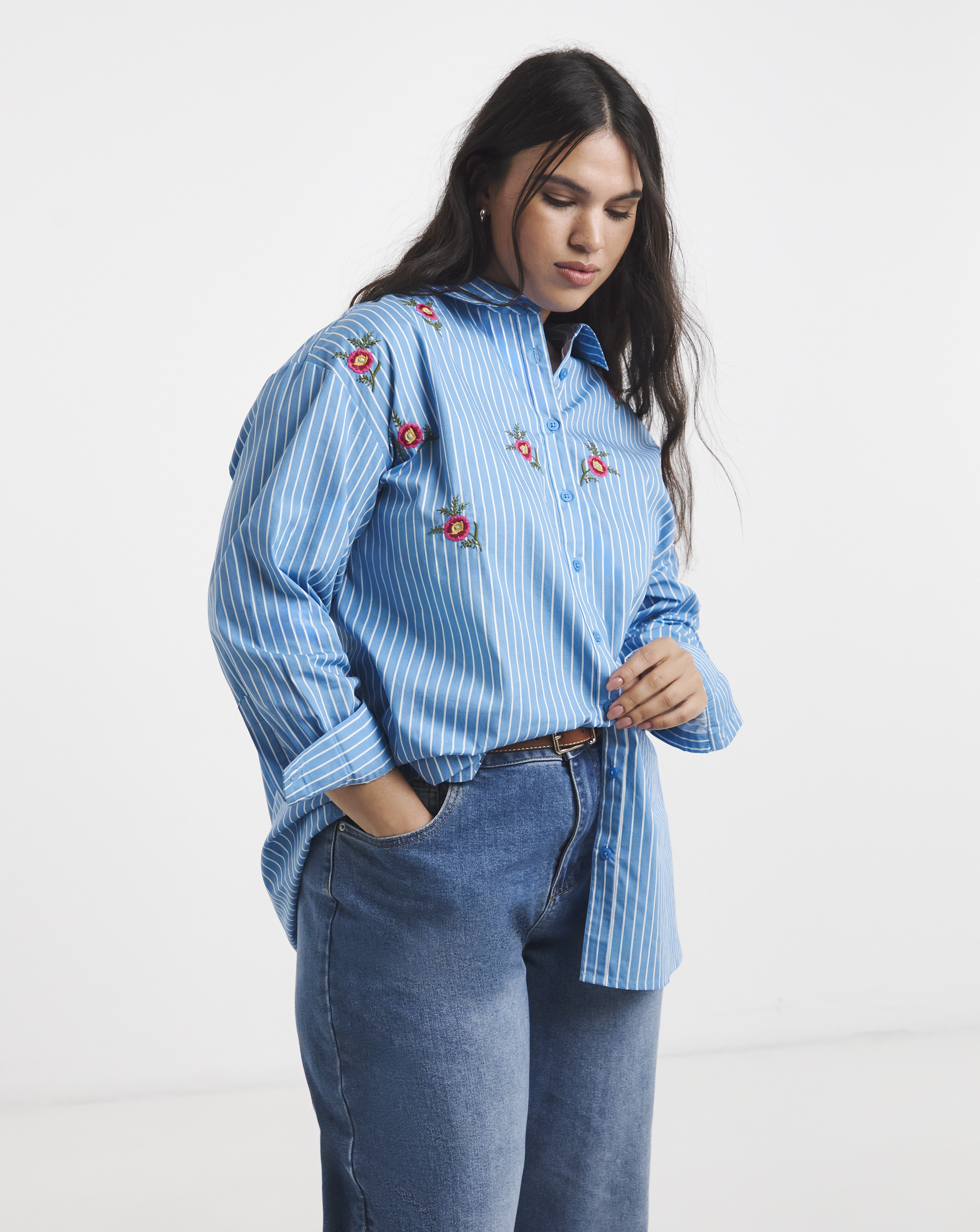 Stripe Embroidered Shirt