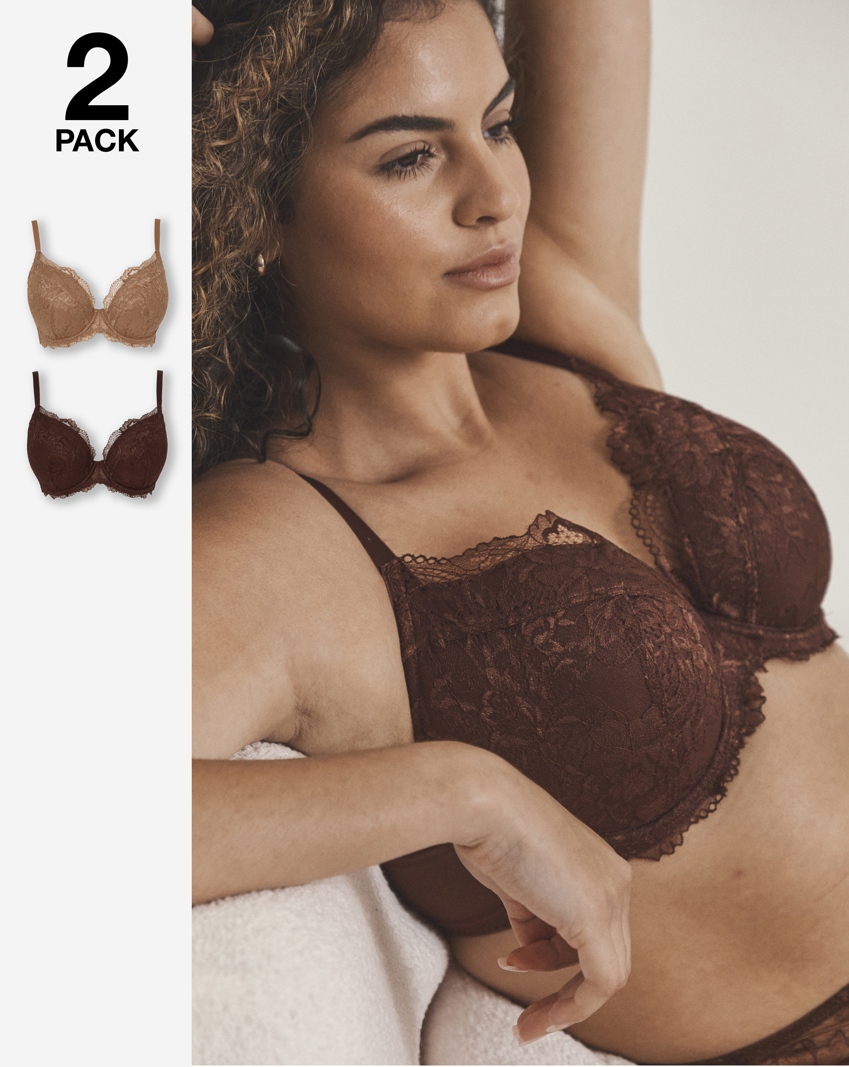 Pretty Secrets Ella (2 Pack) Padded Plunge Wired Bras (B-G)