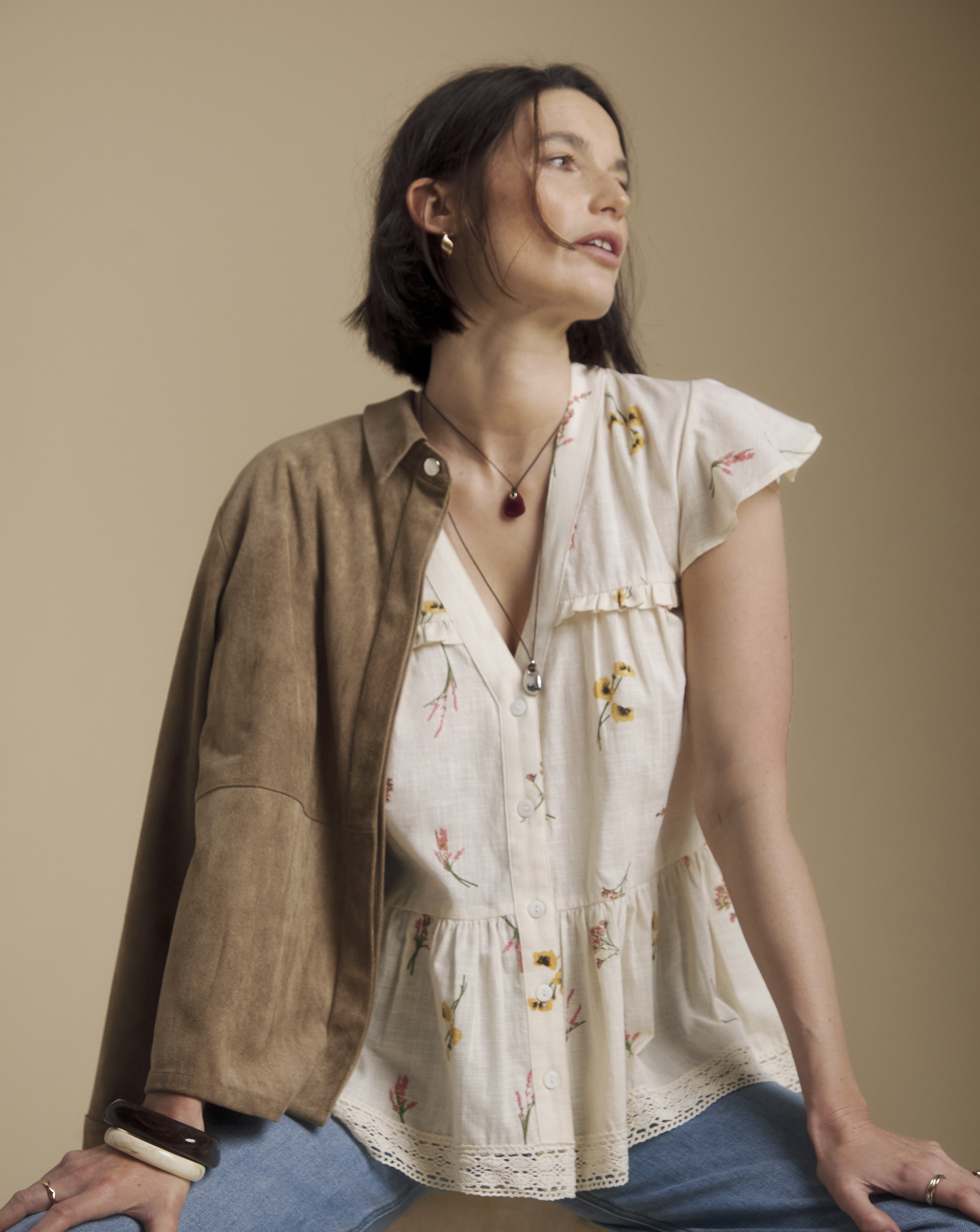 New In - Julipa Lace Trim Peplum Blouse