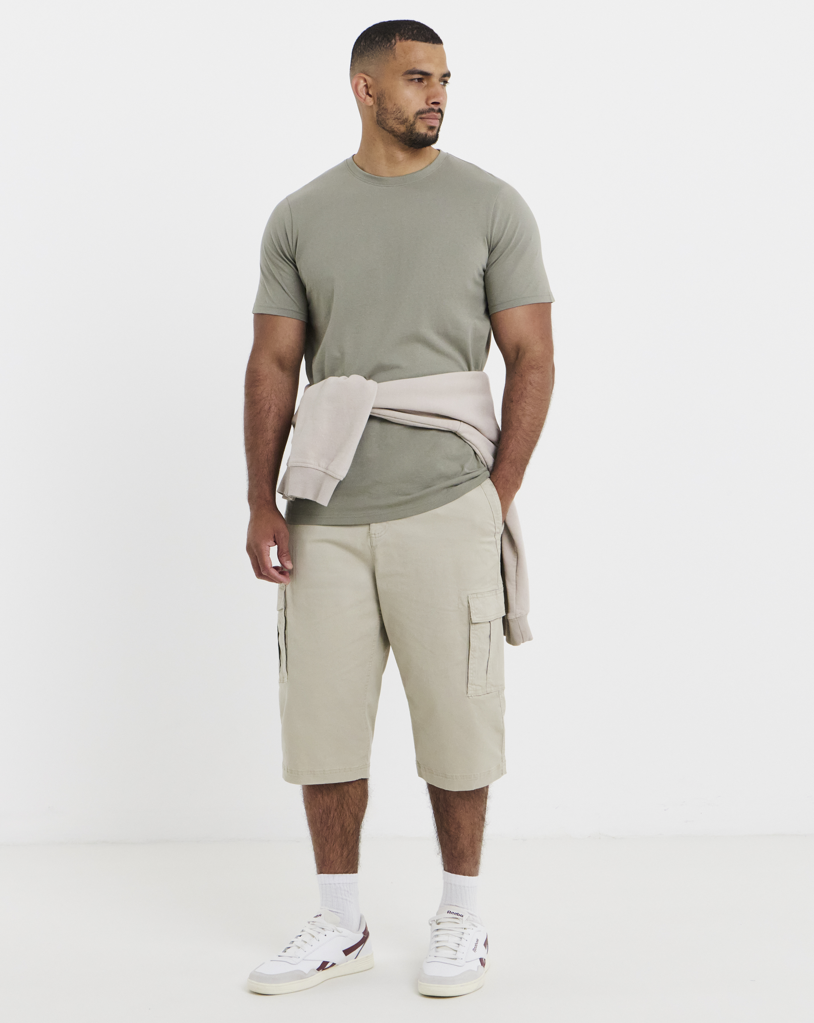 3/4 Length Cotton Stretch Cargo Short