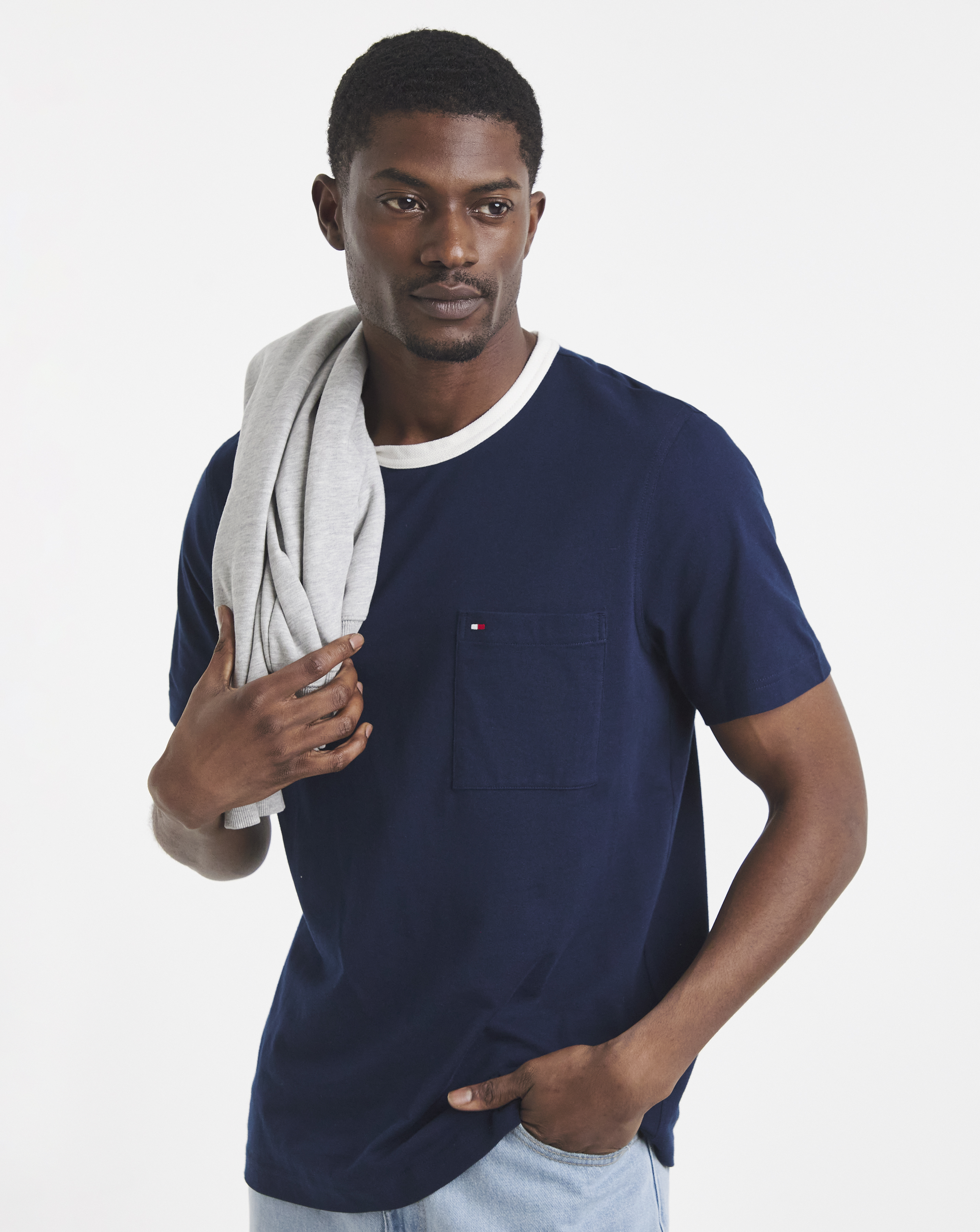 New In - Tommy Hilfiger Mesh Necktrim T-Shirt