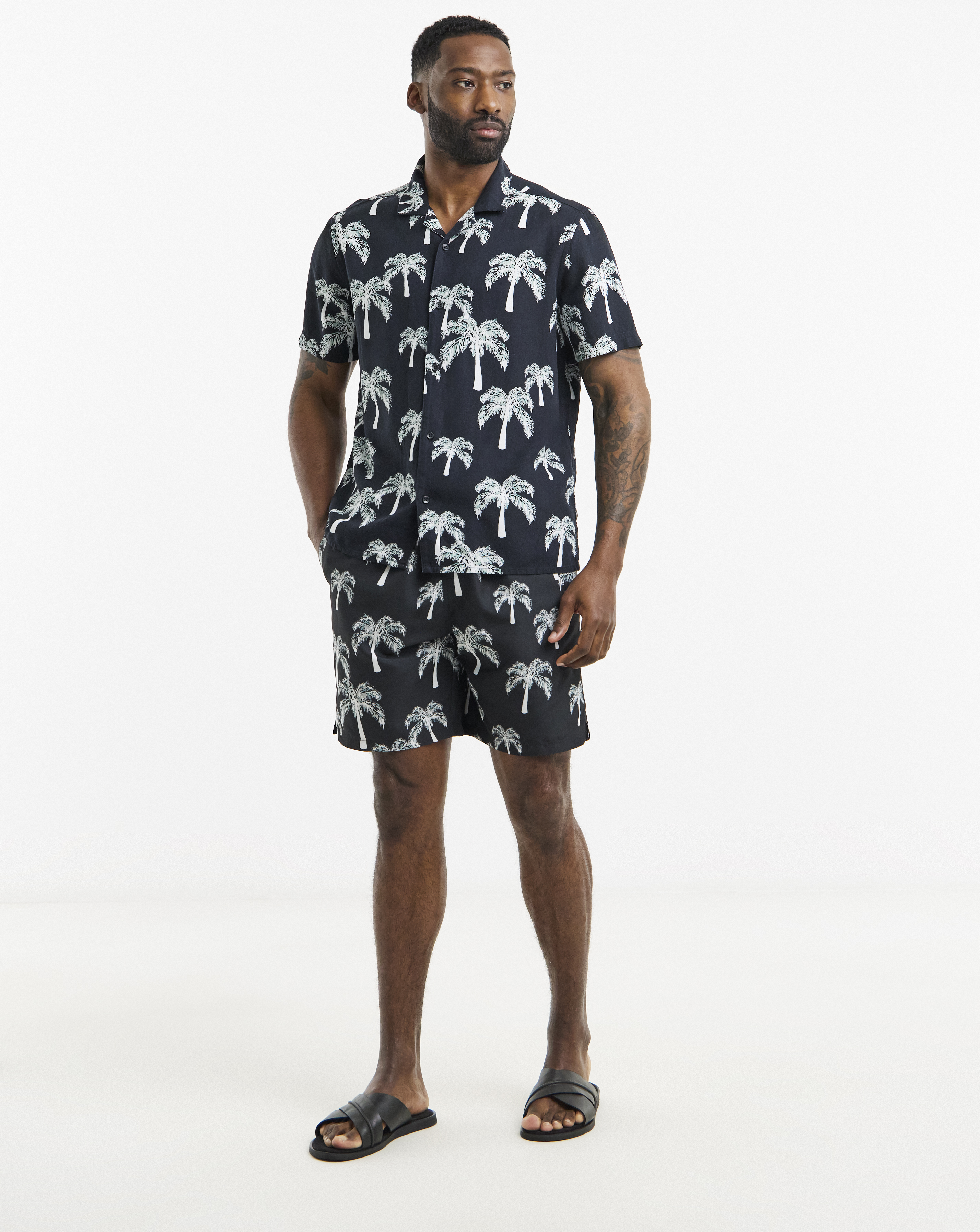 Mono Palm Print Swim Shorts