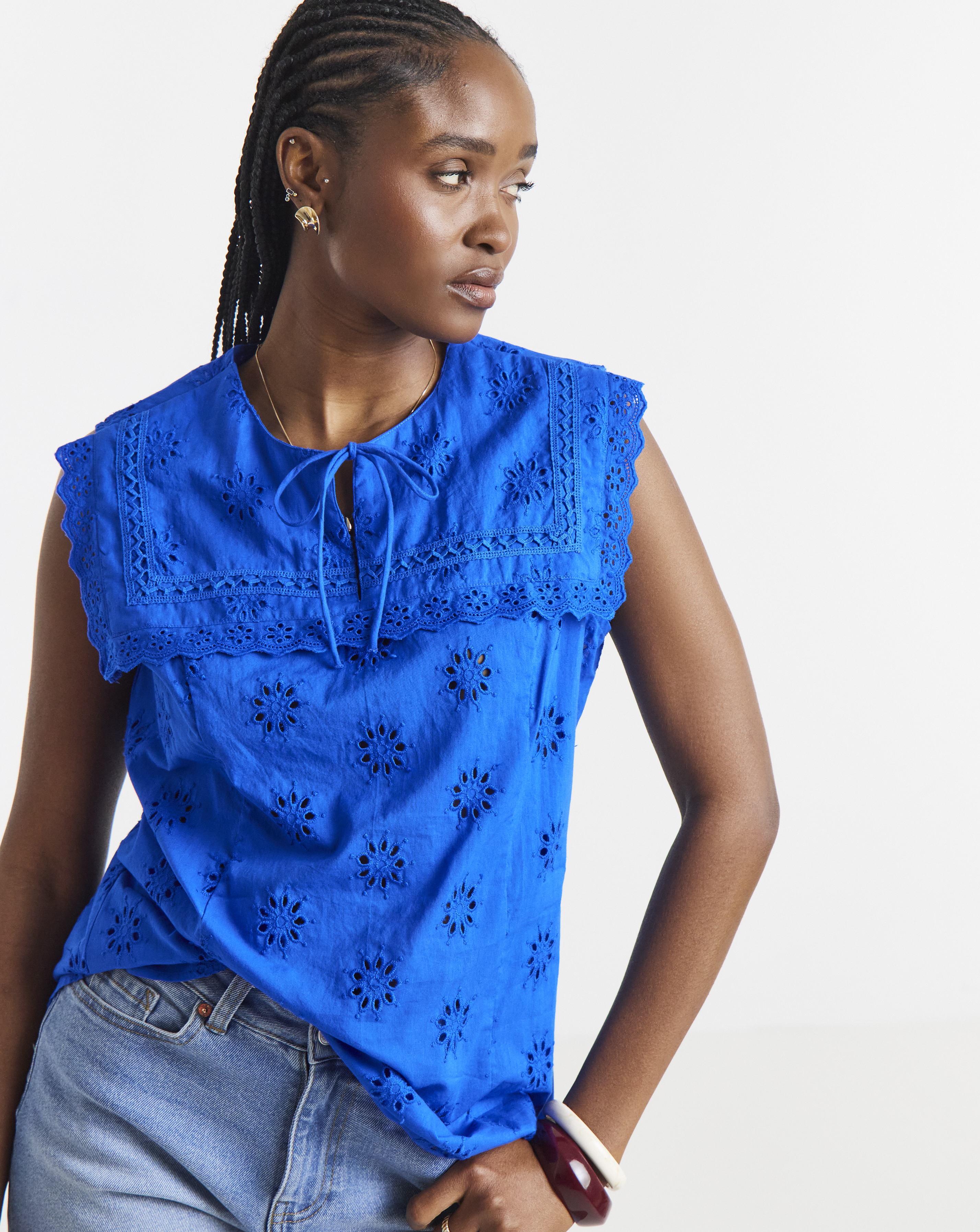 New In - Sailor Collar Broderie Top