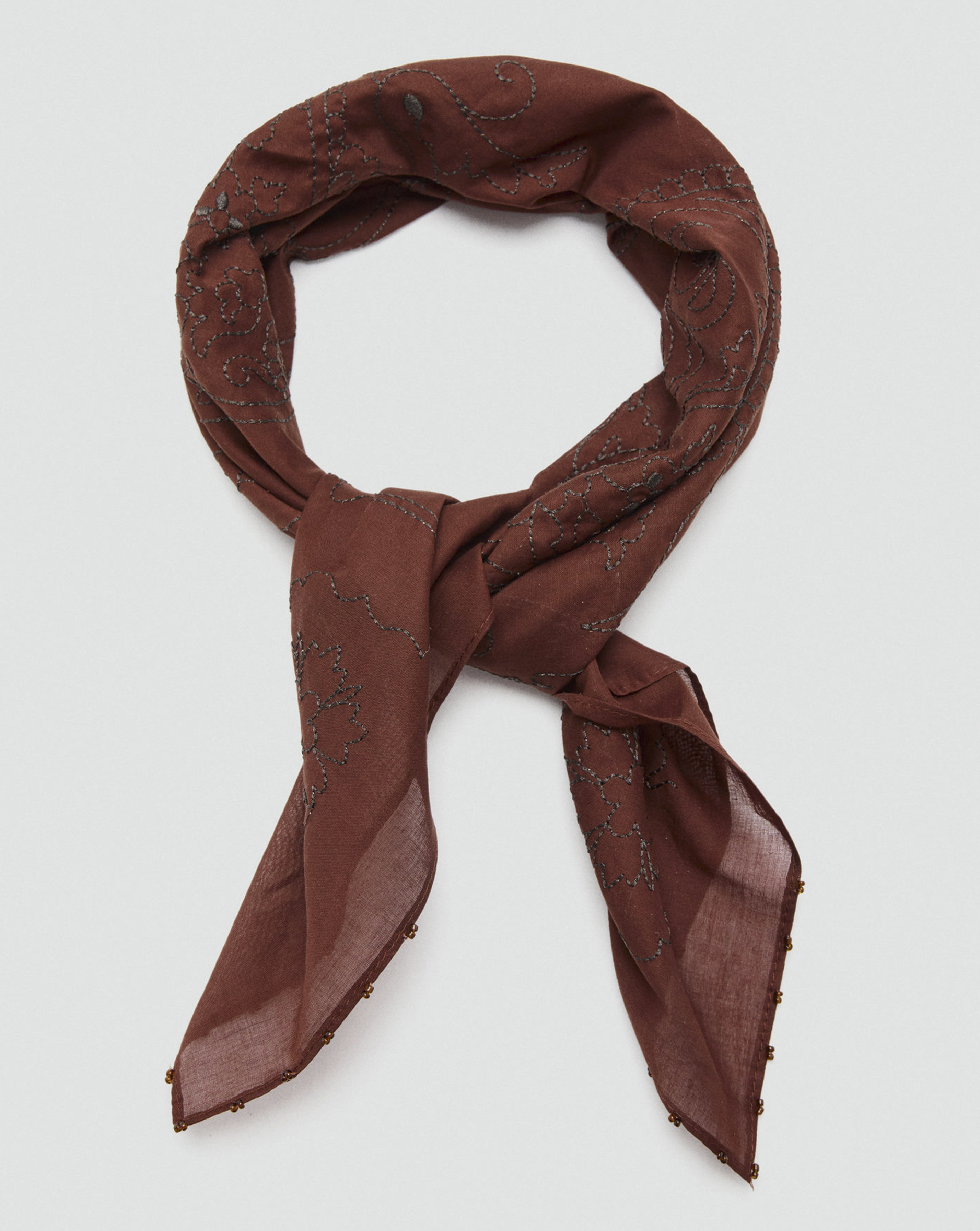 New In - Mango Floral Embroidered Scarf