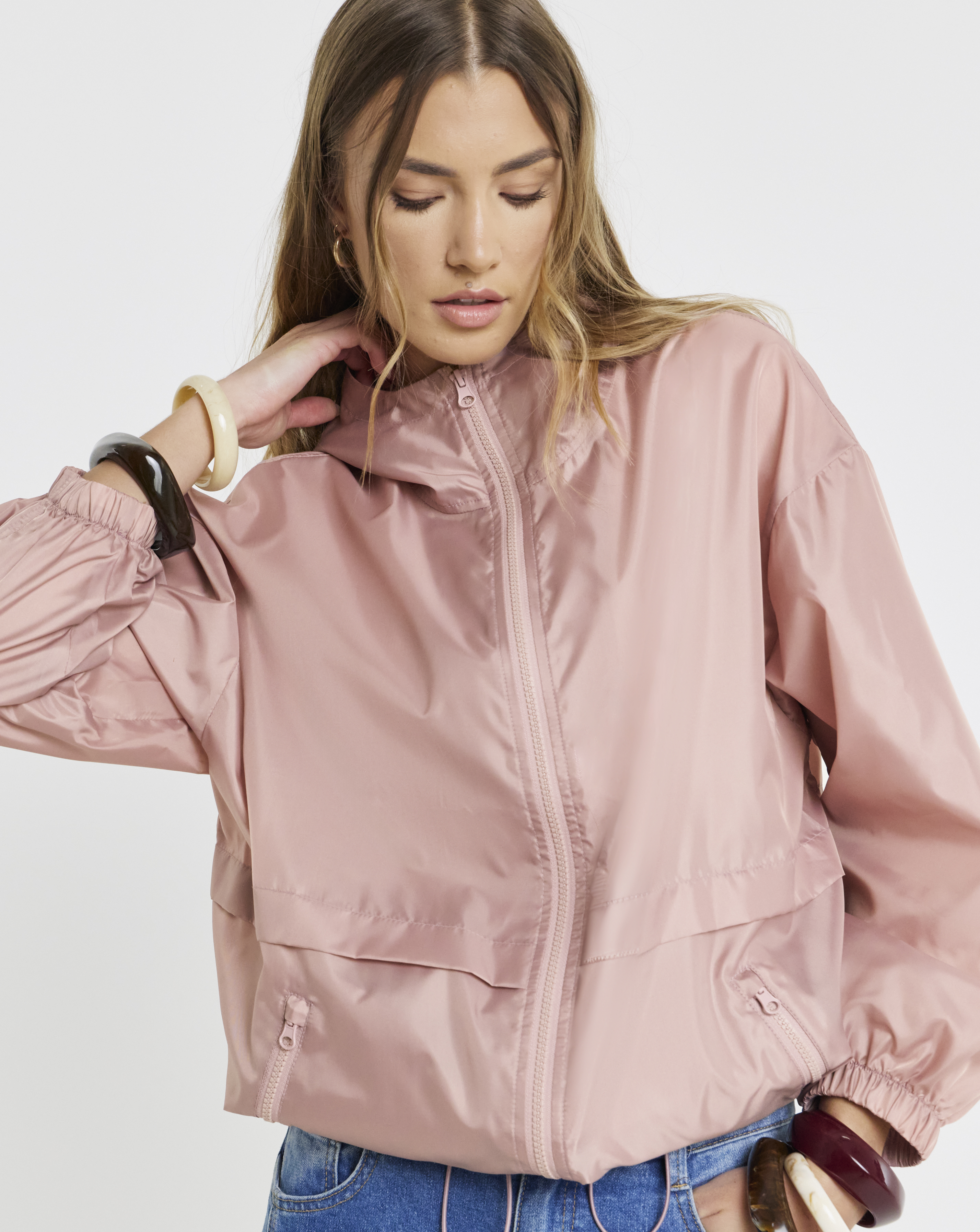 Dusty Rose Zip Through Mac