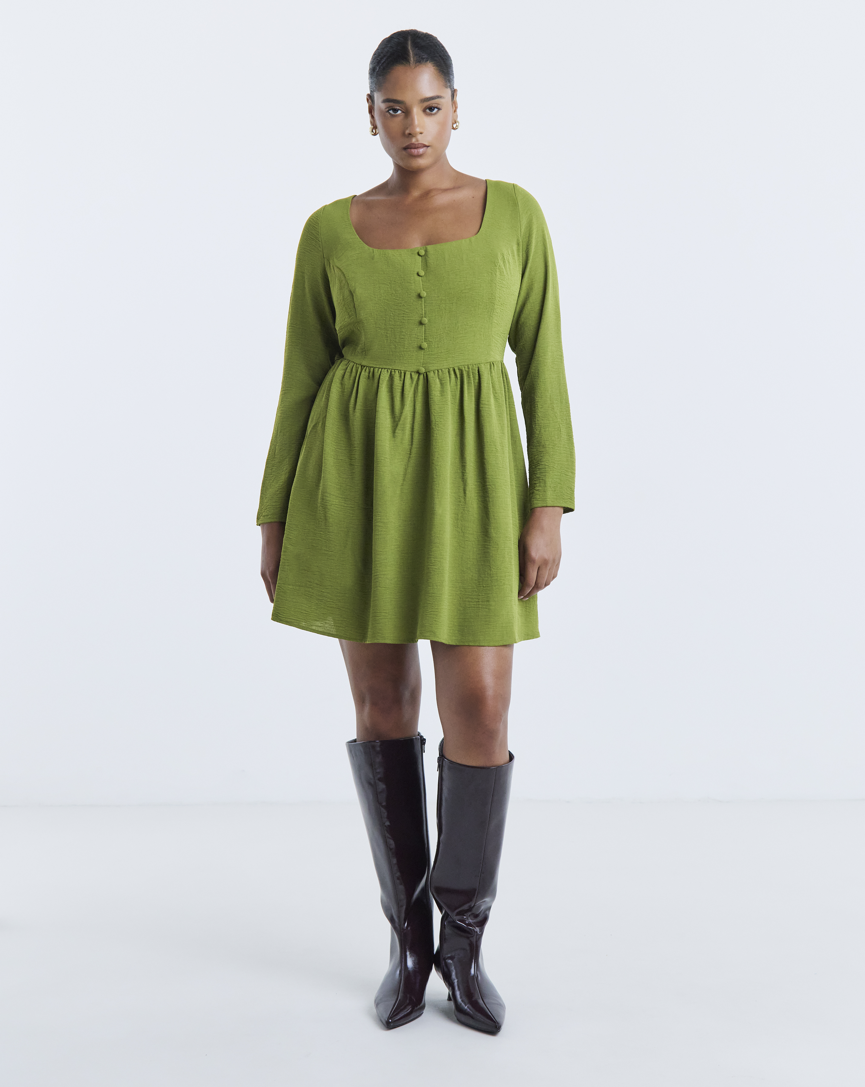 Simply Be Green Historic Detail Skater Dress