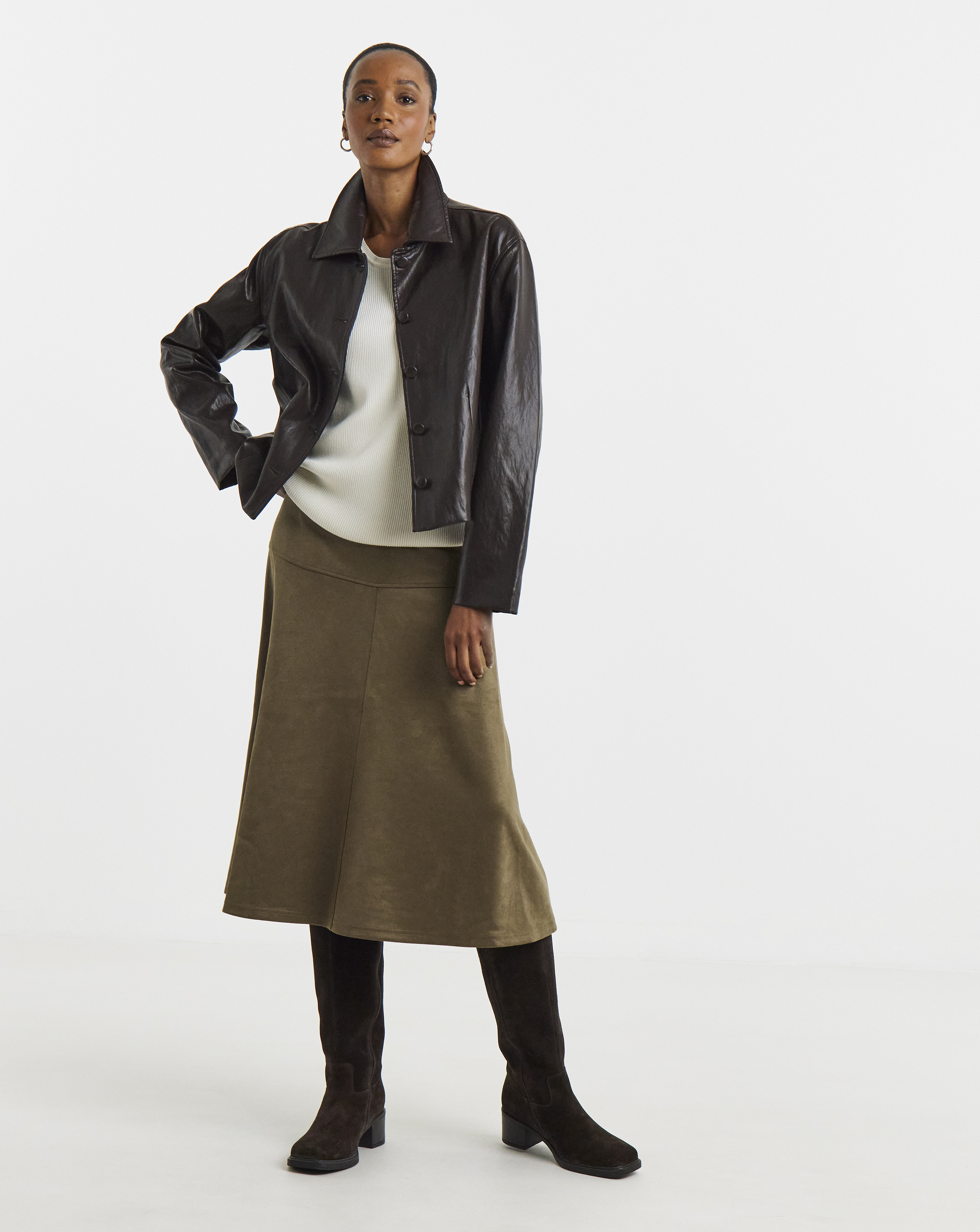 JdY Faux Suede Midi Skirt