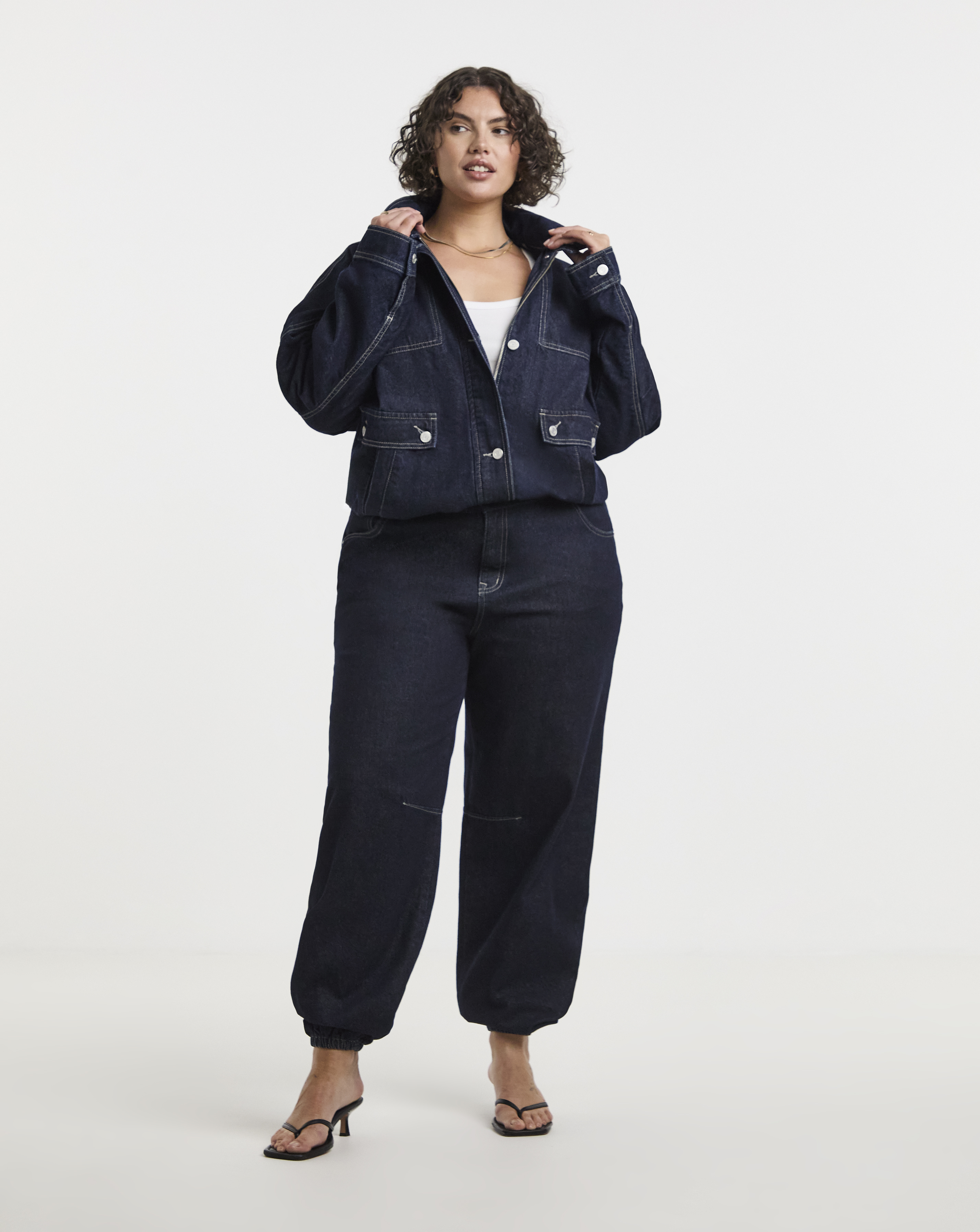 Indigo Cuffed Denim Balloon Jeans