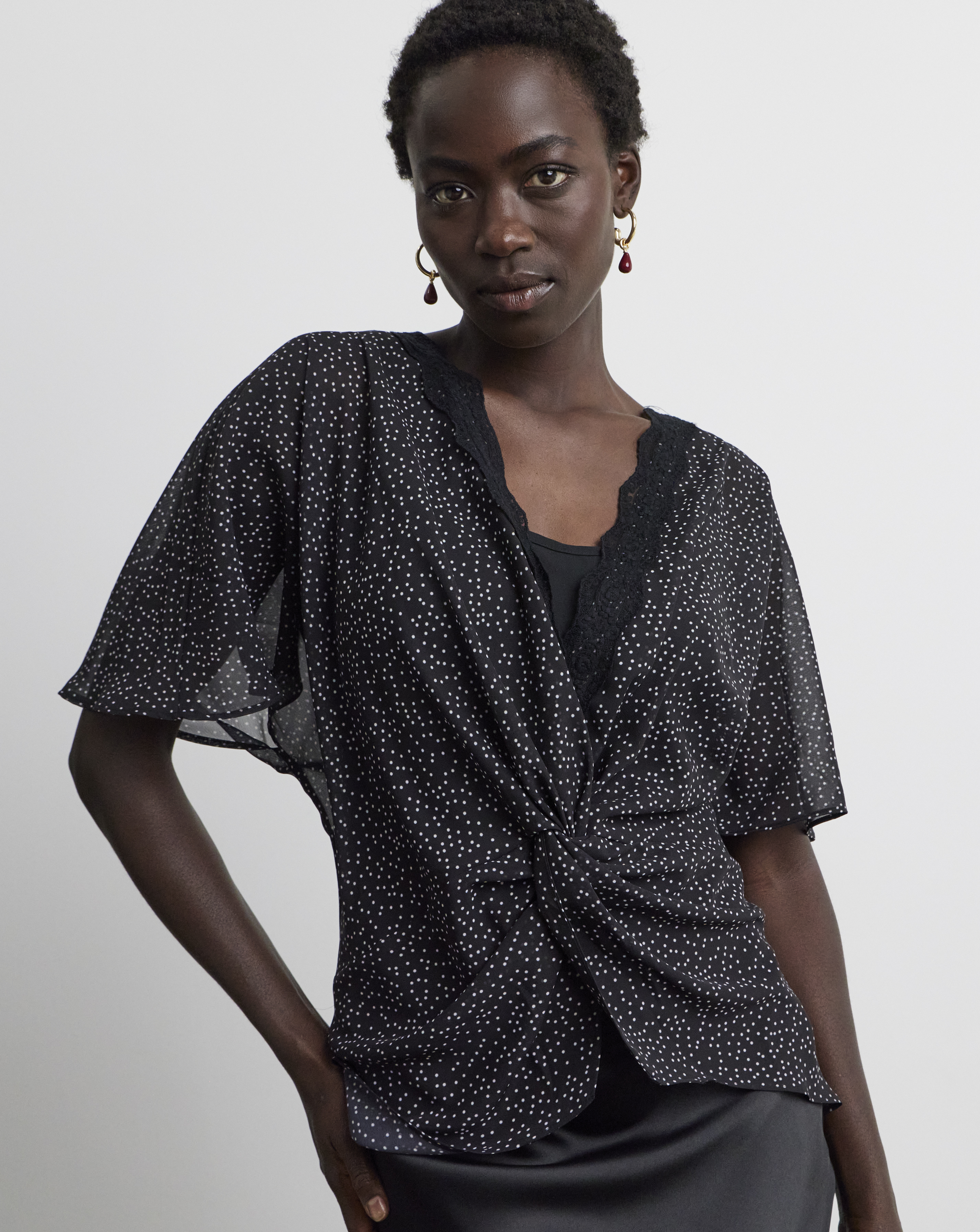 Joanna Hope Knot Front Blouse