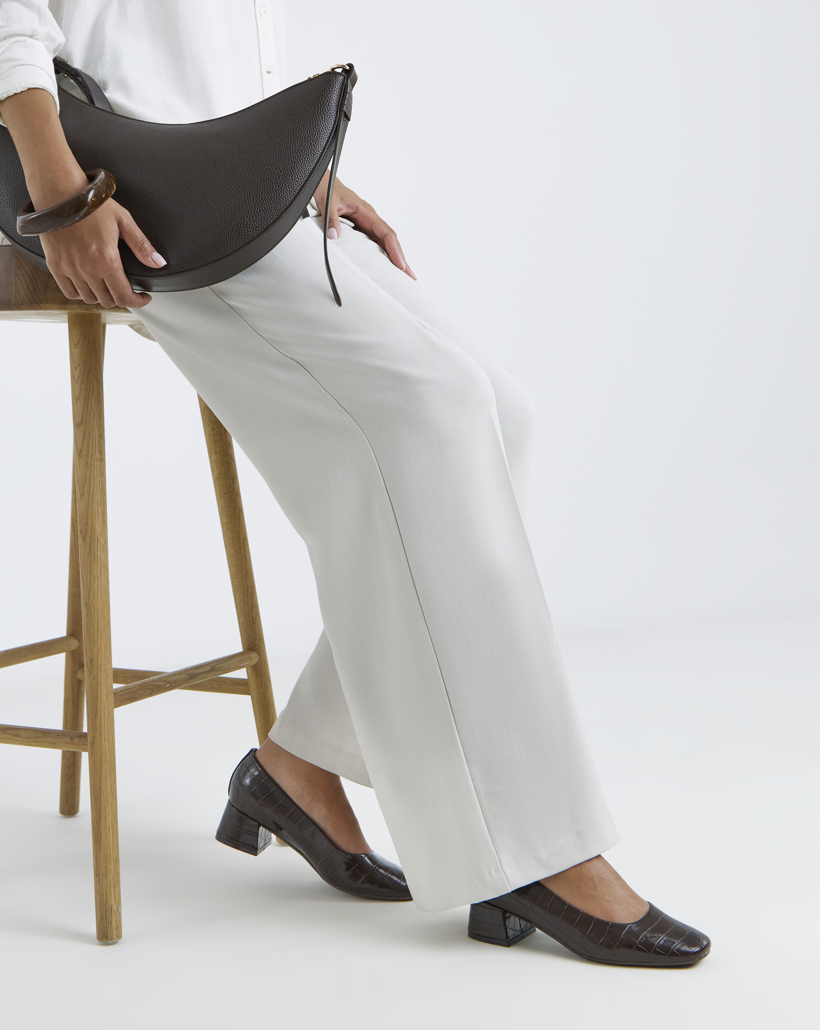New In - Low Block Heel Court Shoes Wide