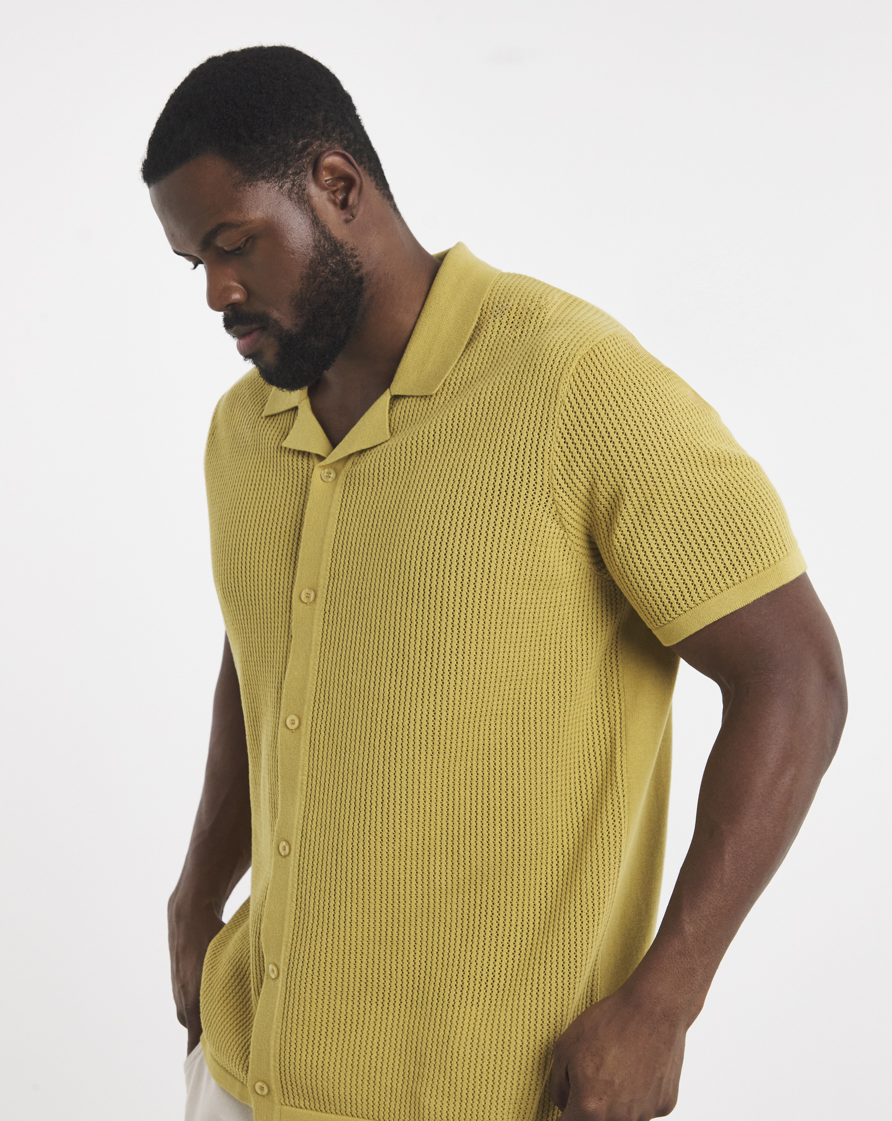 Knitted Revere Collar Shirt