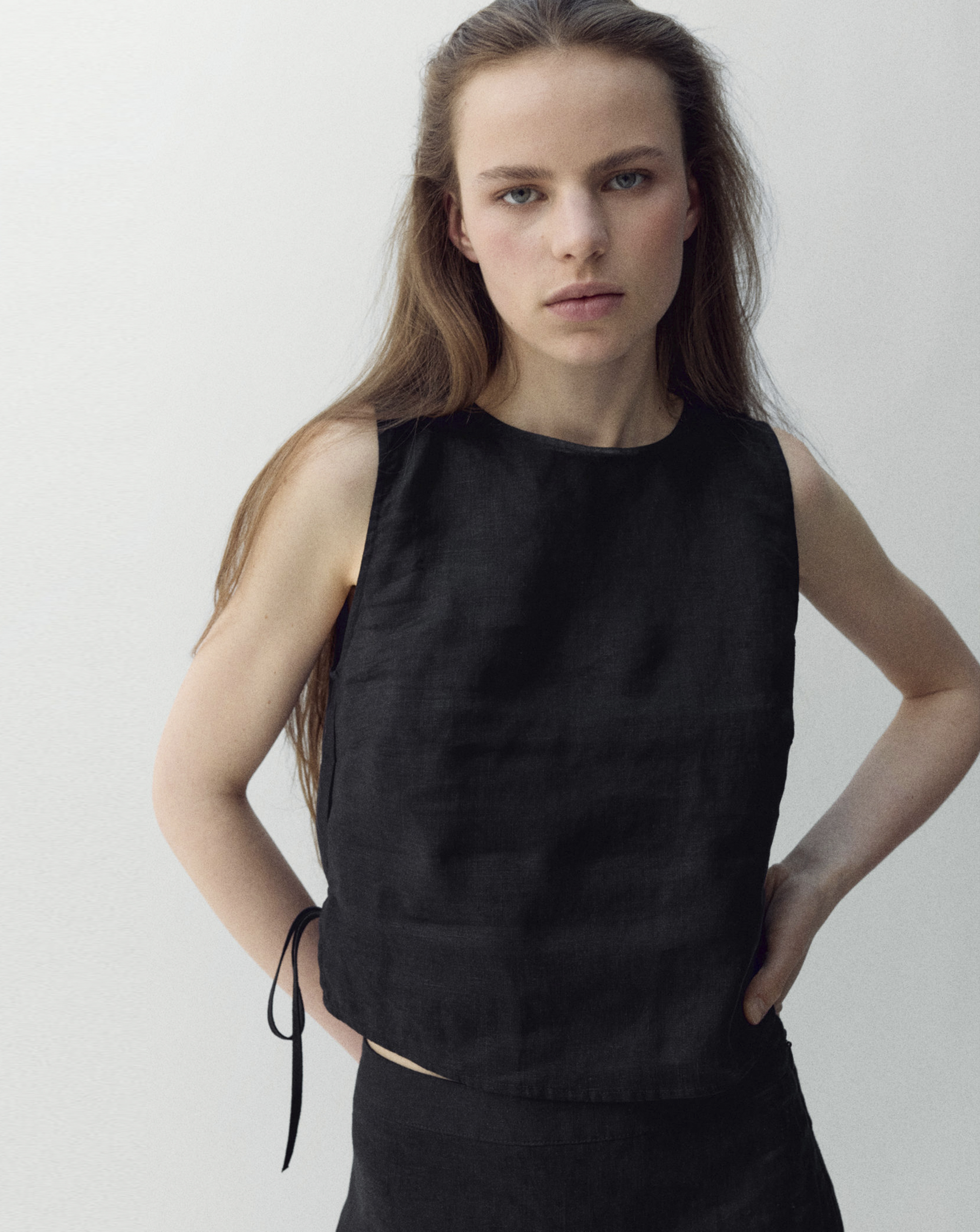 New In - Mango Linen Top With Ties