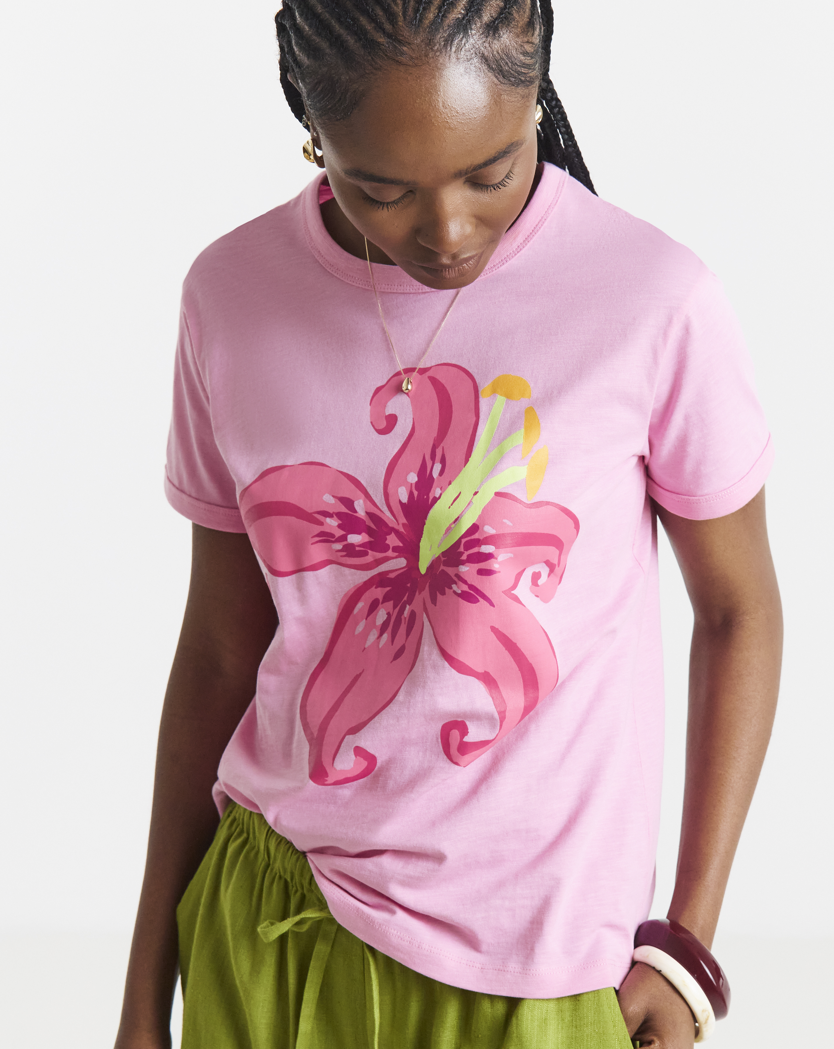 Tropical Flower Graphic Slim Tee