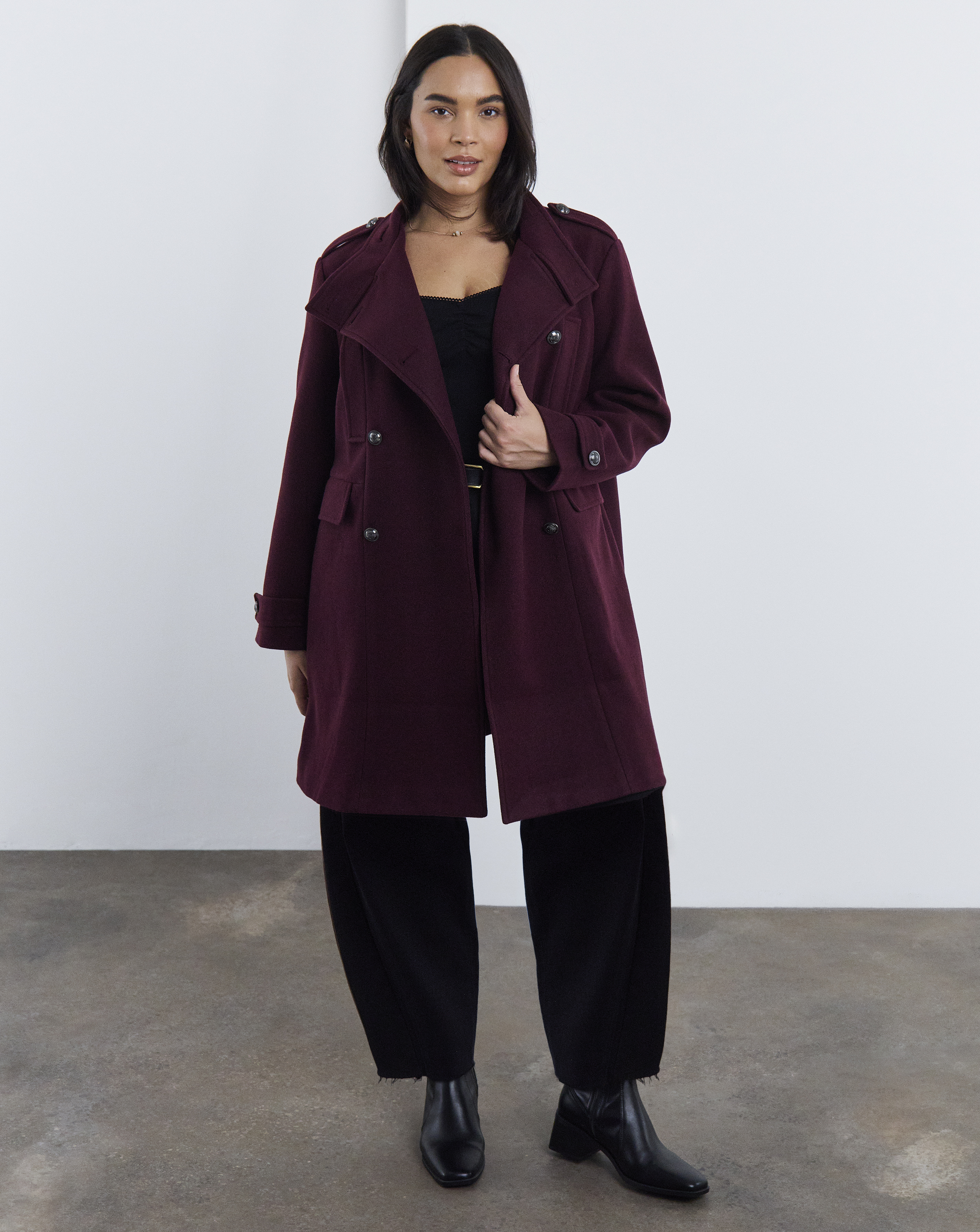 Funnel Neck Military Coat
