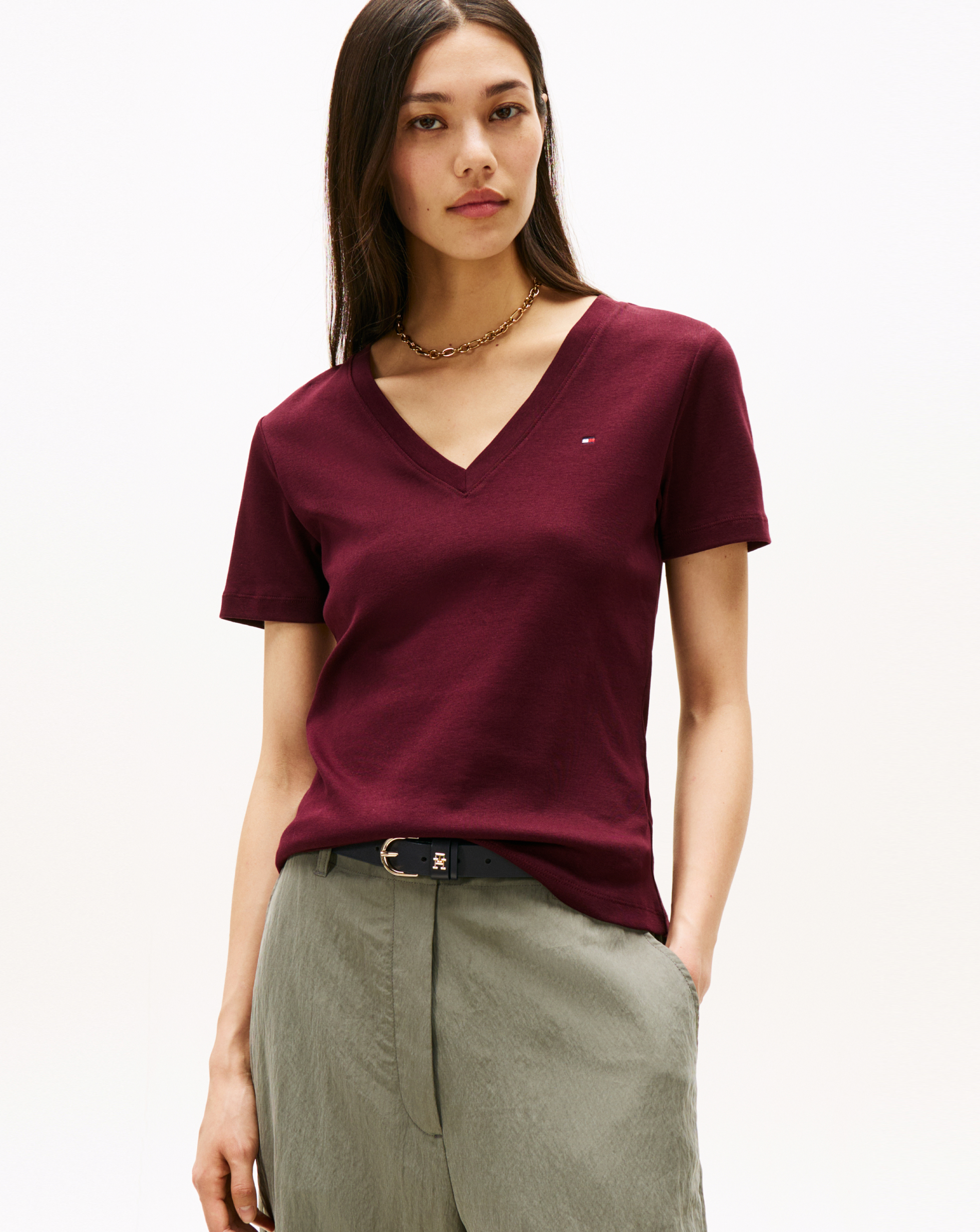 Tommy Hilfiger Burgundy Slim Cody T-Shirt Large