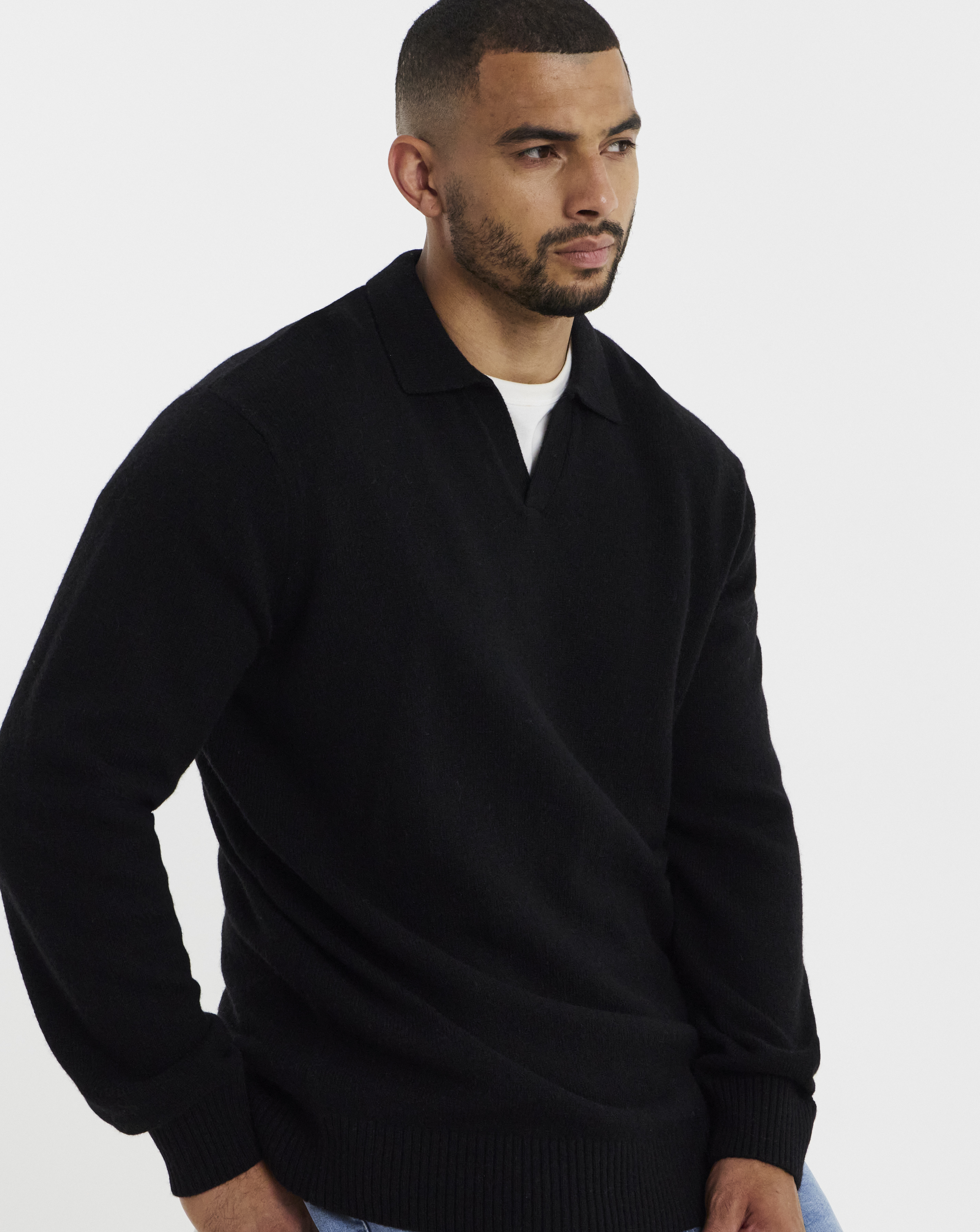 Lambswool Trophy Neck Knitted Polo