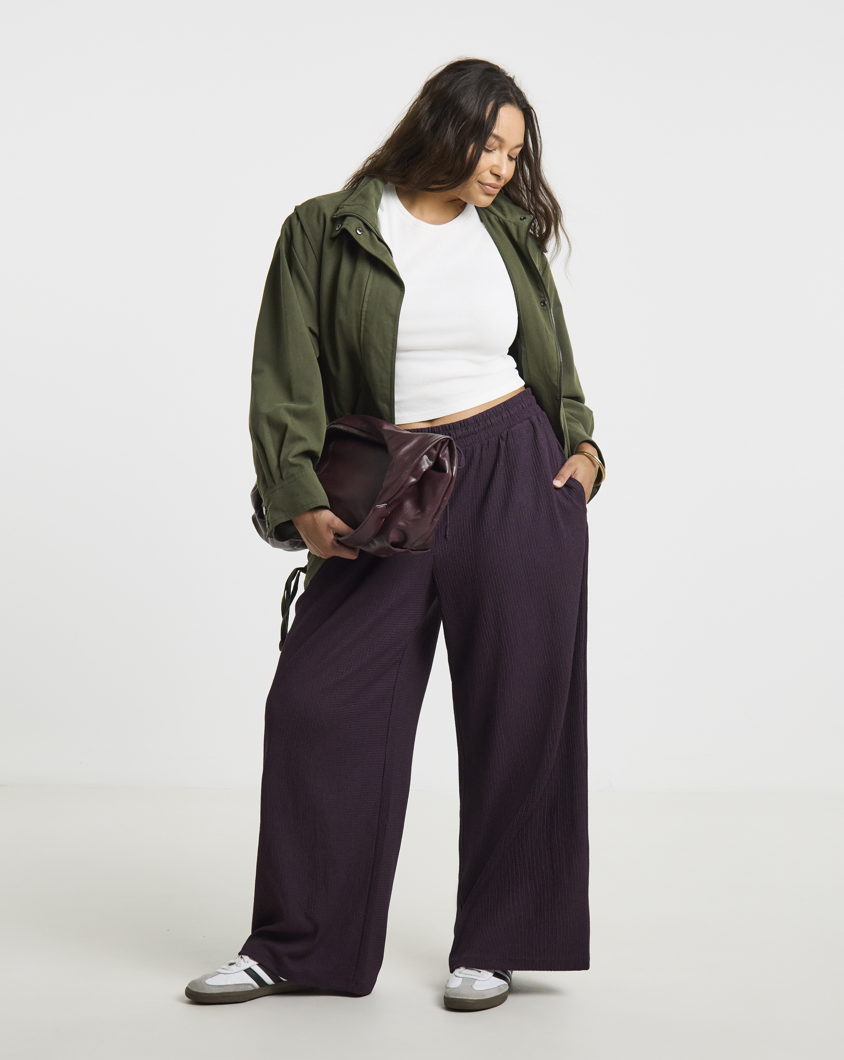 Simply Be Plum Jersey Wide Leg Trouser