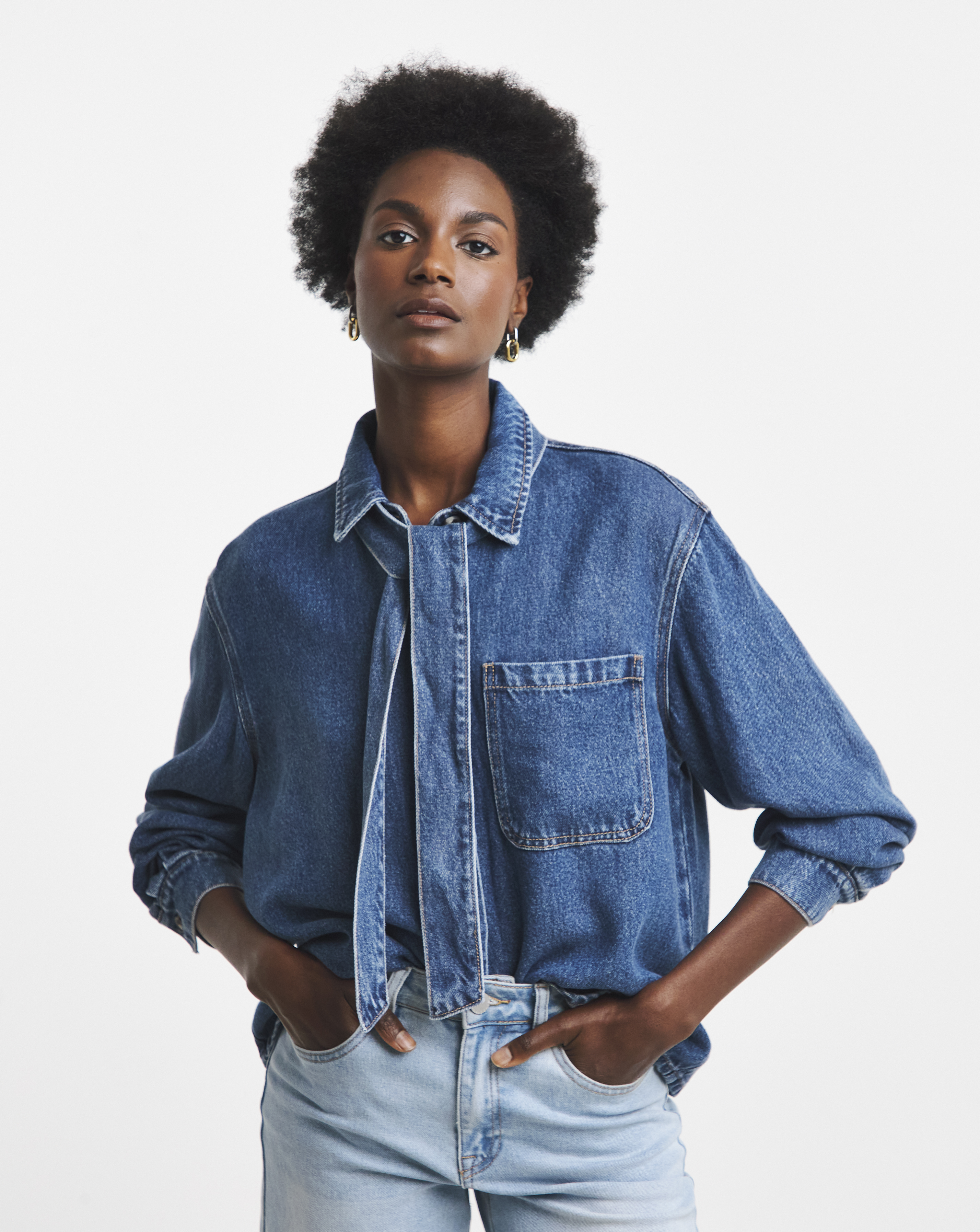 Object Rosie Denim Tie Shirt