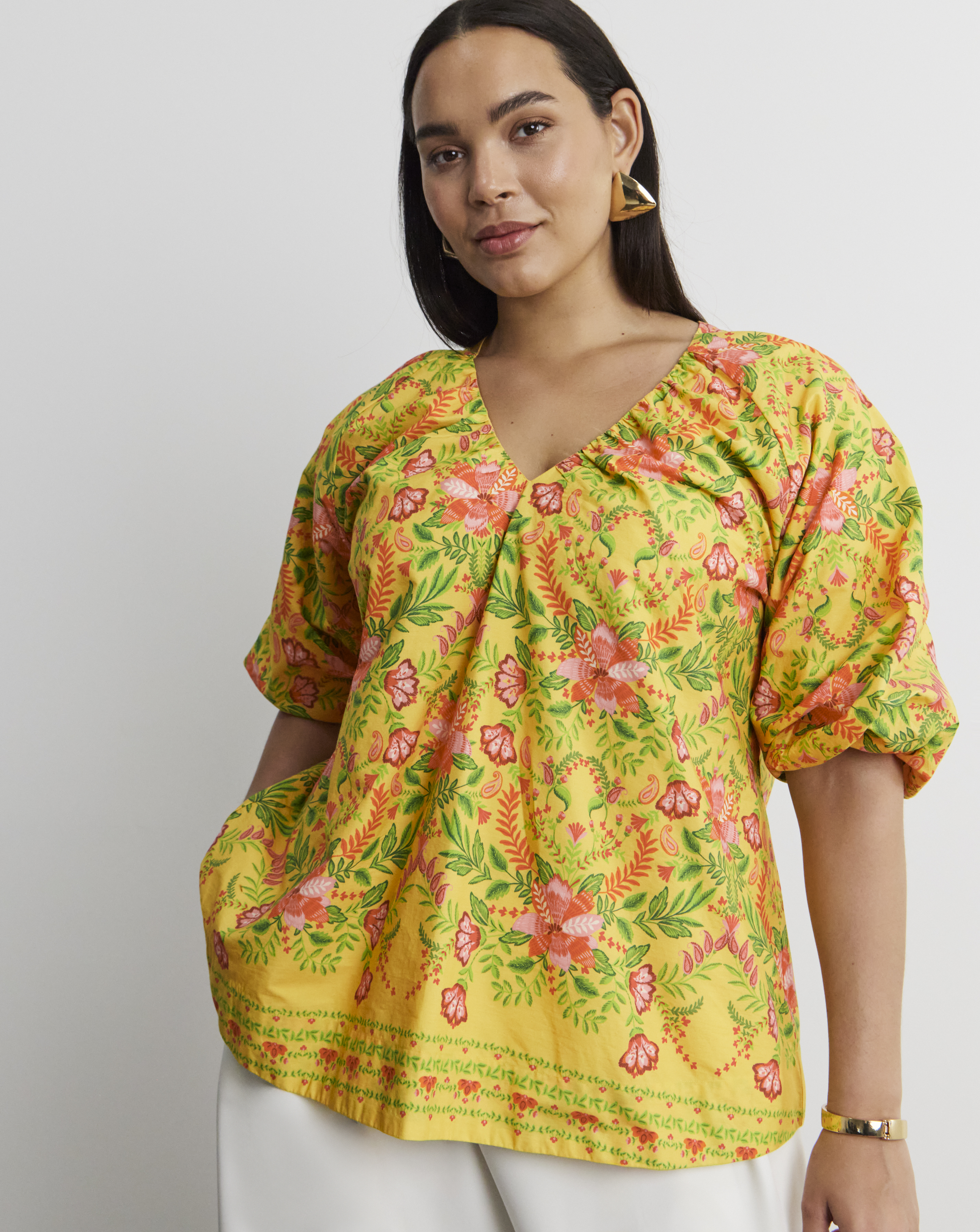 Joanna Hope Cotton Poplin Blouse