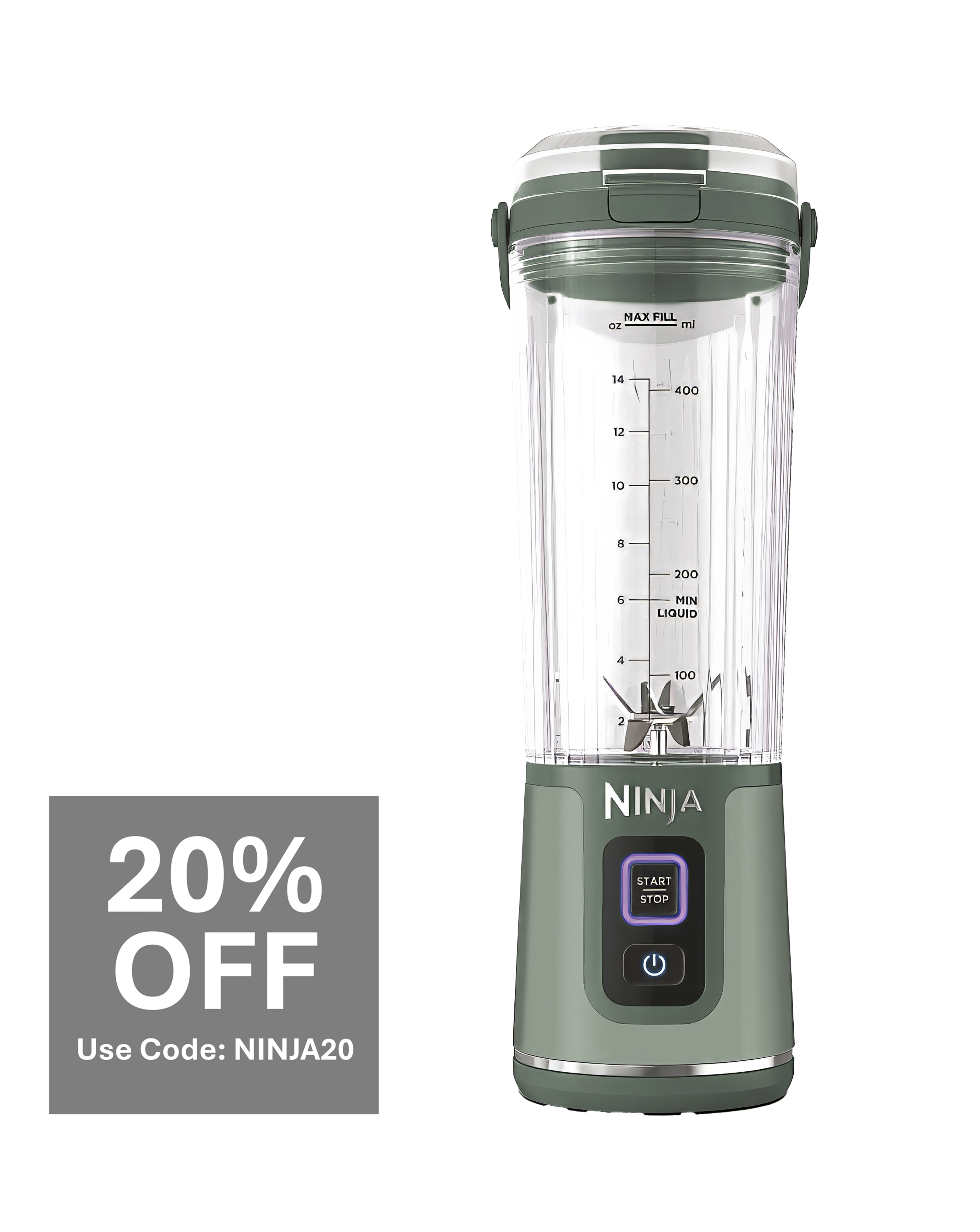 Ninja Blast Cordless Portable Blender Forest Green BC151UKEM