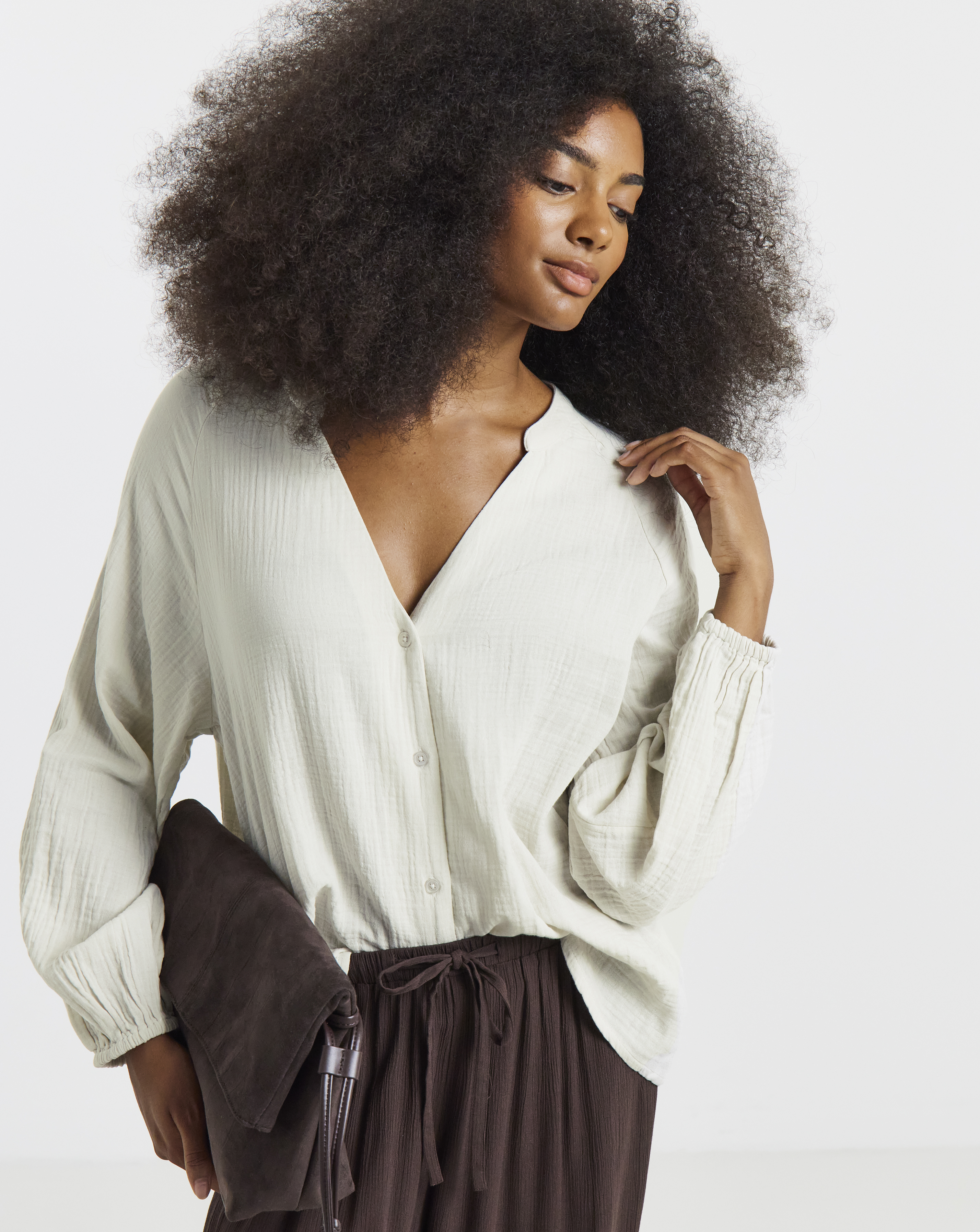 Simply Be Stone Cheesecloth Boxy Shirt