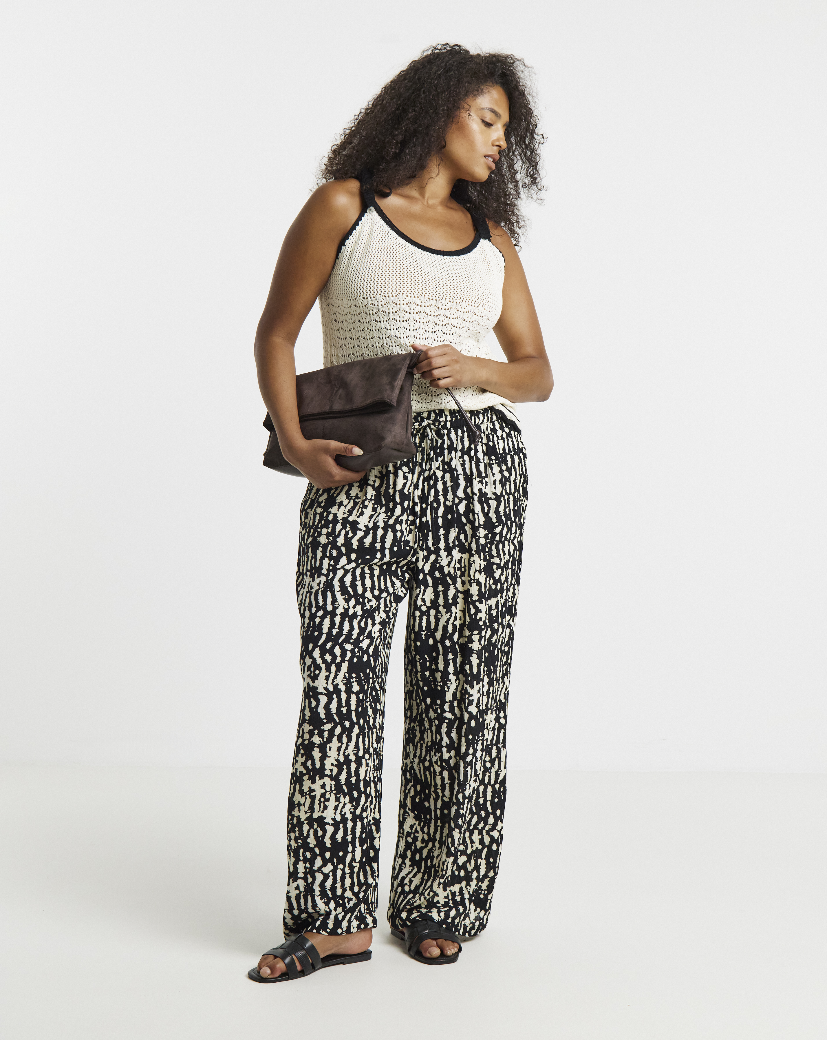 Crinkle Wide Leg Trousers