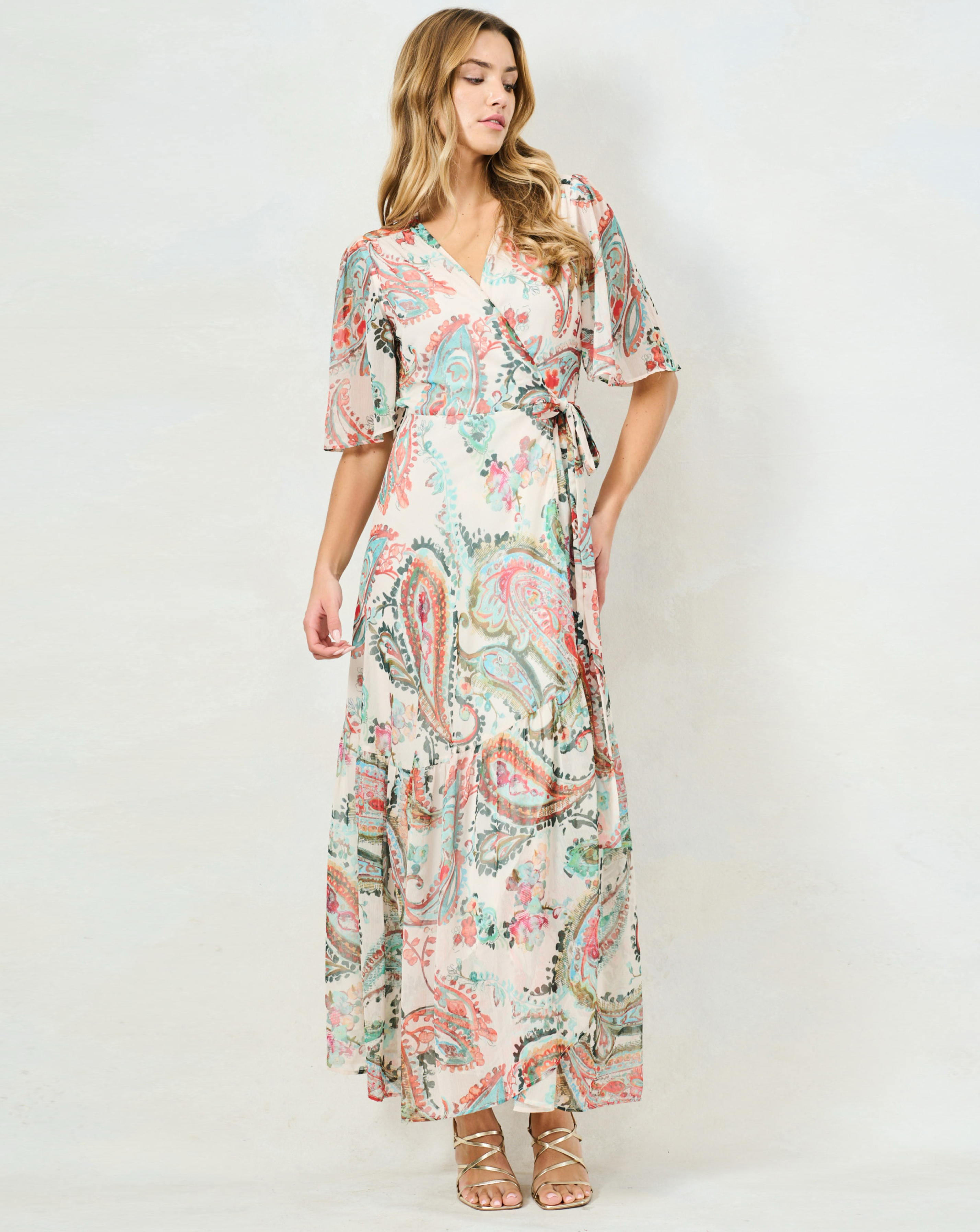 Hope & Ivy Blanche Maxi Wrap Dress