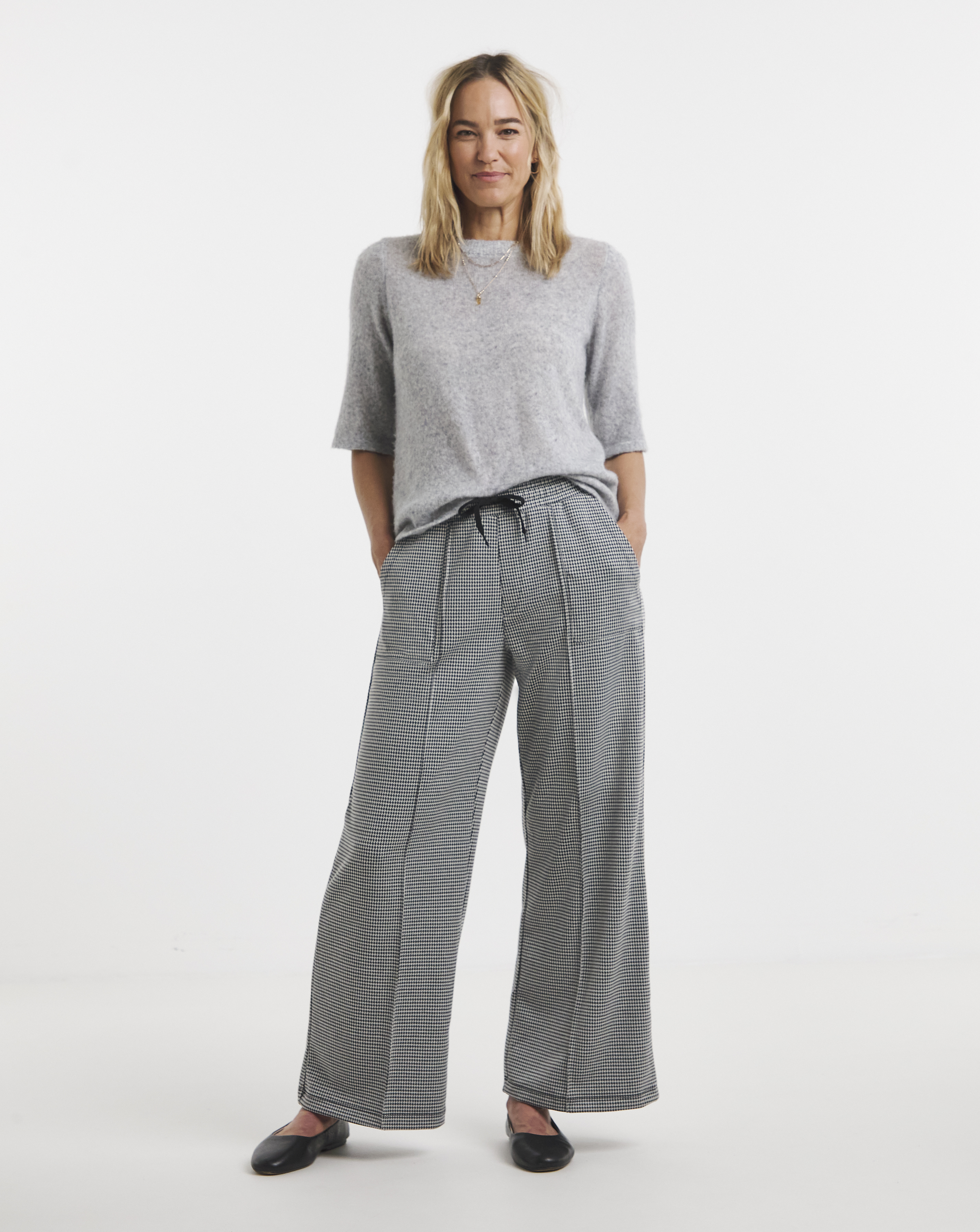 Ponte Jacquard Wide Leg Trouser