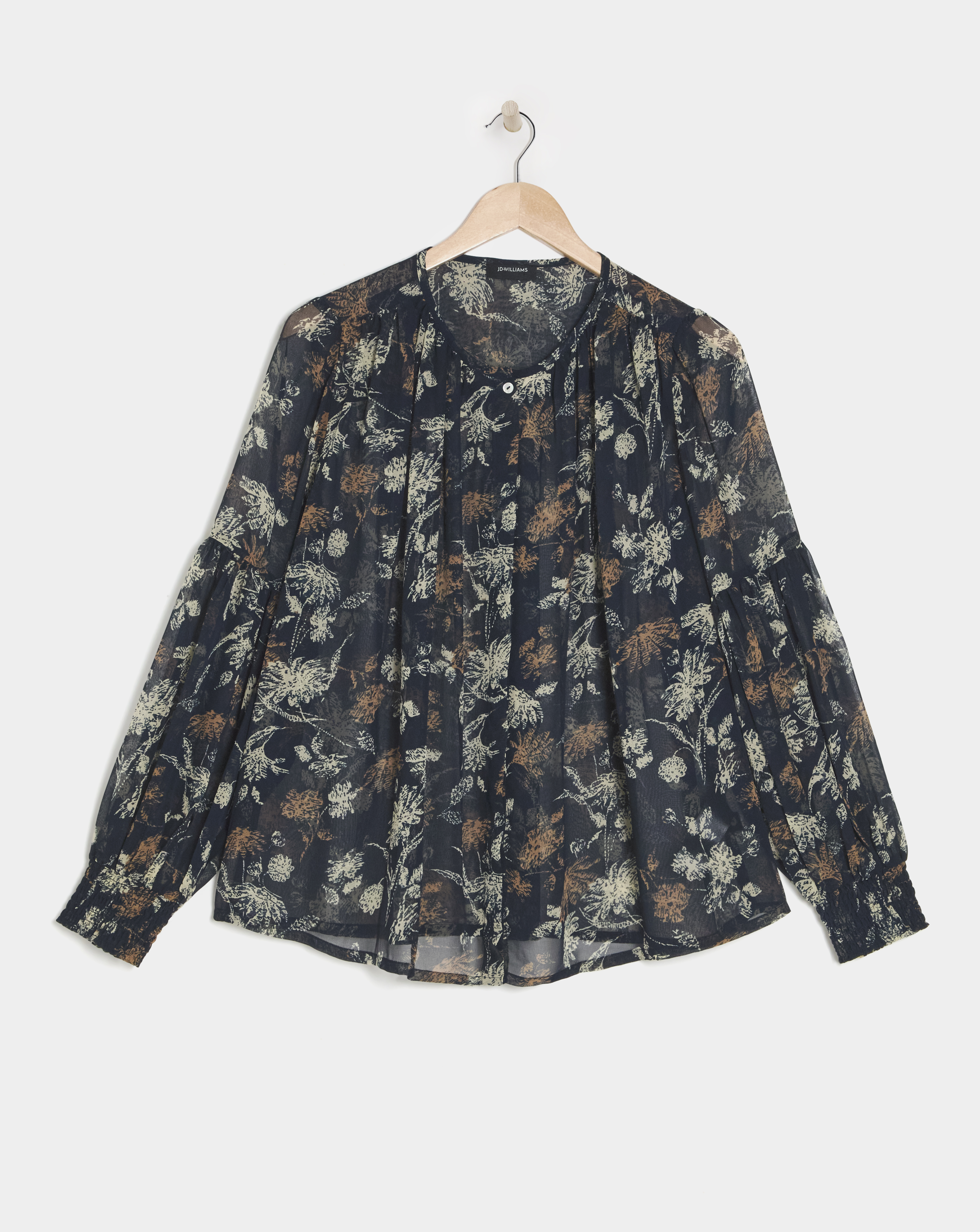Blouson Sleeve Georgette Blouse Navy Floral