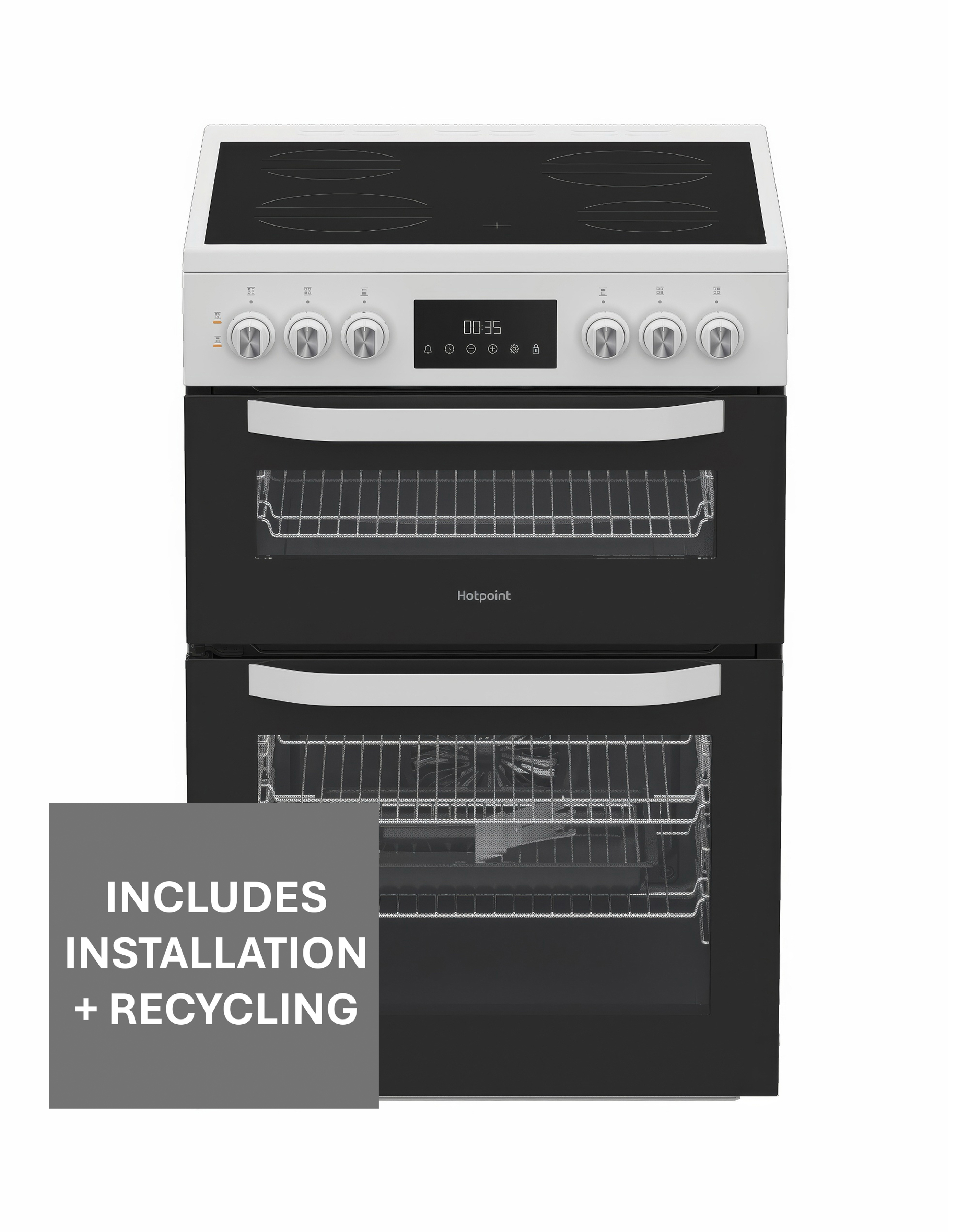 Hotpoint 60Cm Electric Cooker With Ceramic Hob - White - A/A Rated - Image 6